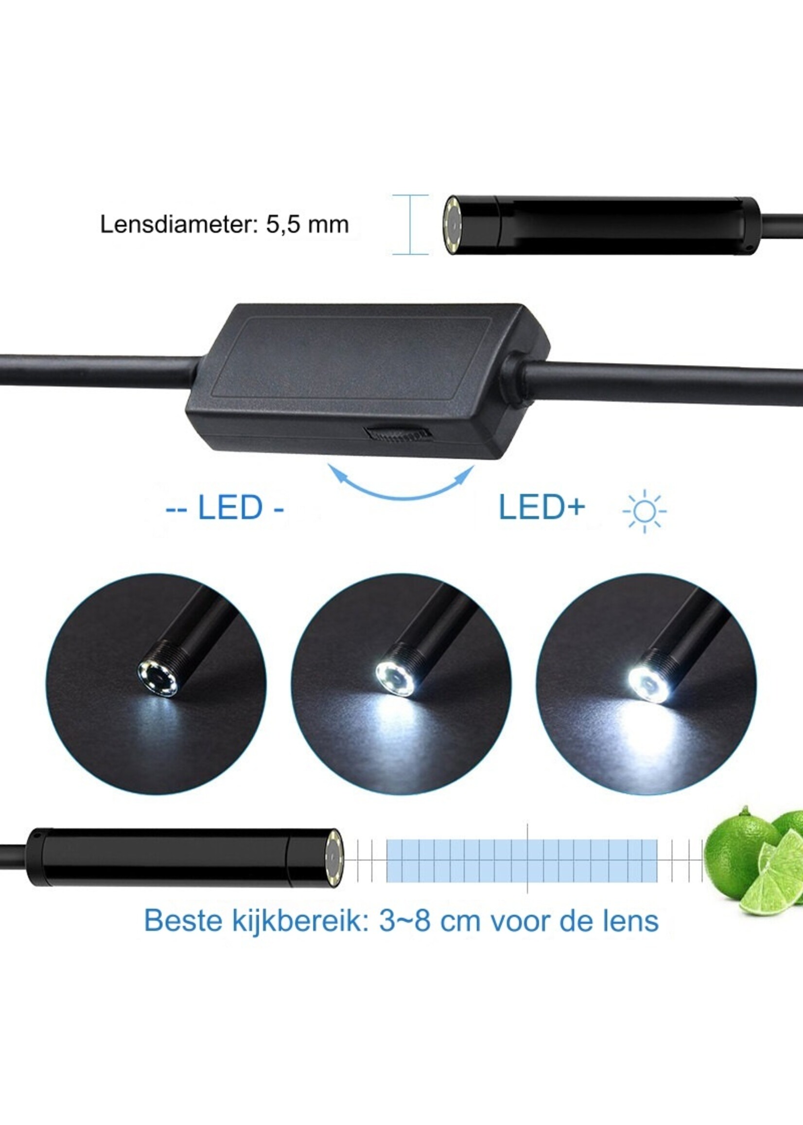 Harde Kabel Type-C Endoscoop HD Camera Voor Android Telefoon – 5.5mm kop diameter