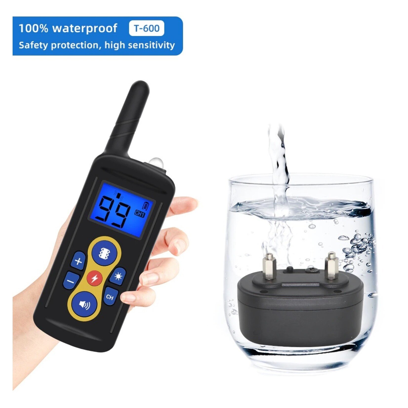T-600 trainingshalsband op afstand – Trainen met uw hond – Trainingshalsband – Oplaadbare trainingshalsband – Voor 2 Honden