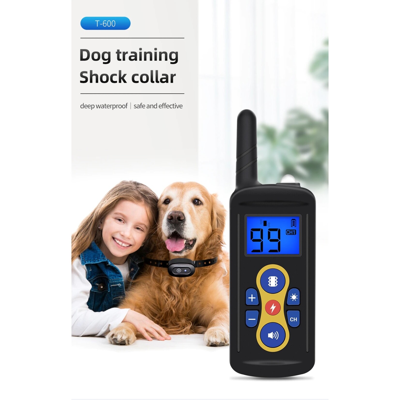T-600 trainingshalsband op afstand – Trainen met uw hond – Trainingshalsband – Oplaadbare trainingshalsband – Voor 2 Honden