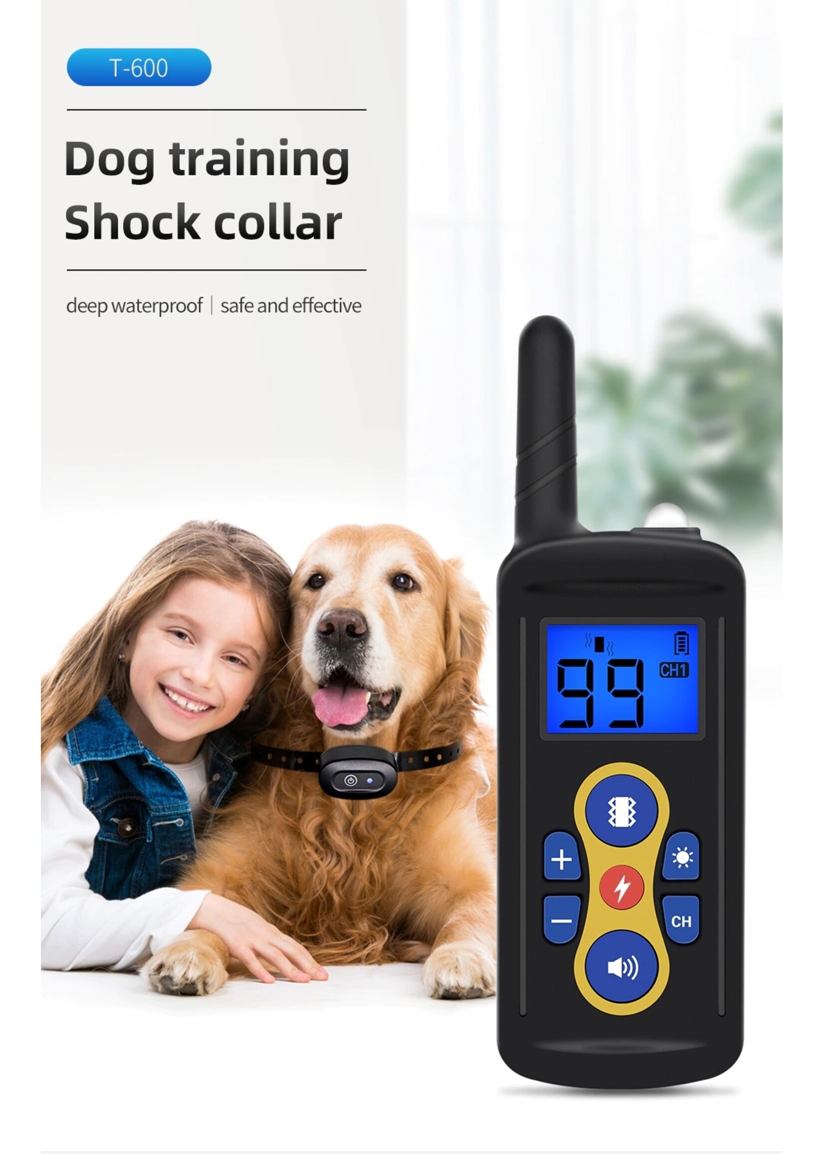 T-600 trainingshalsband op afstand – Trainen met uw hond – Trainingshalsband – Oplaadbare trainingshalsband – Voor 2 Honden