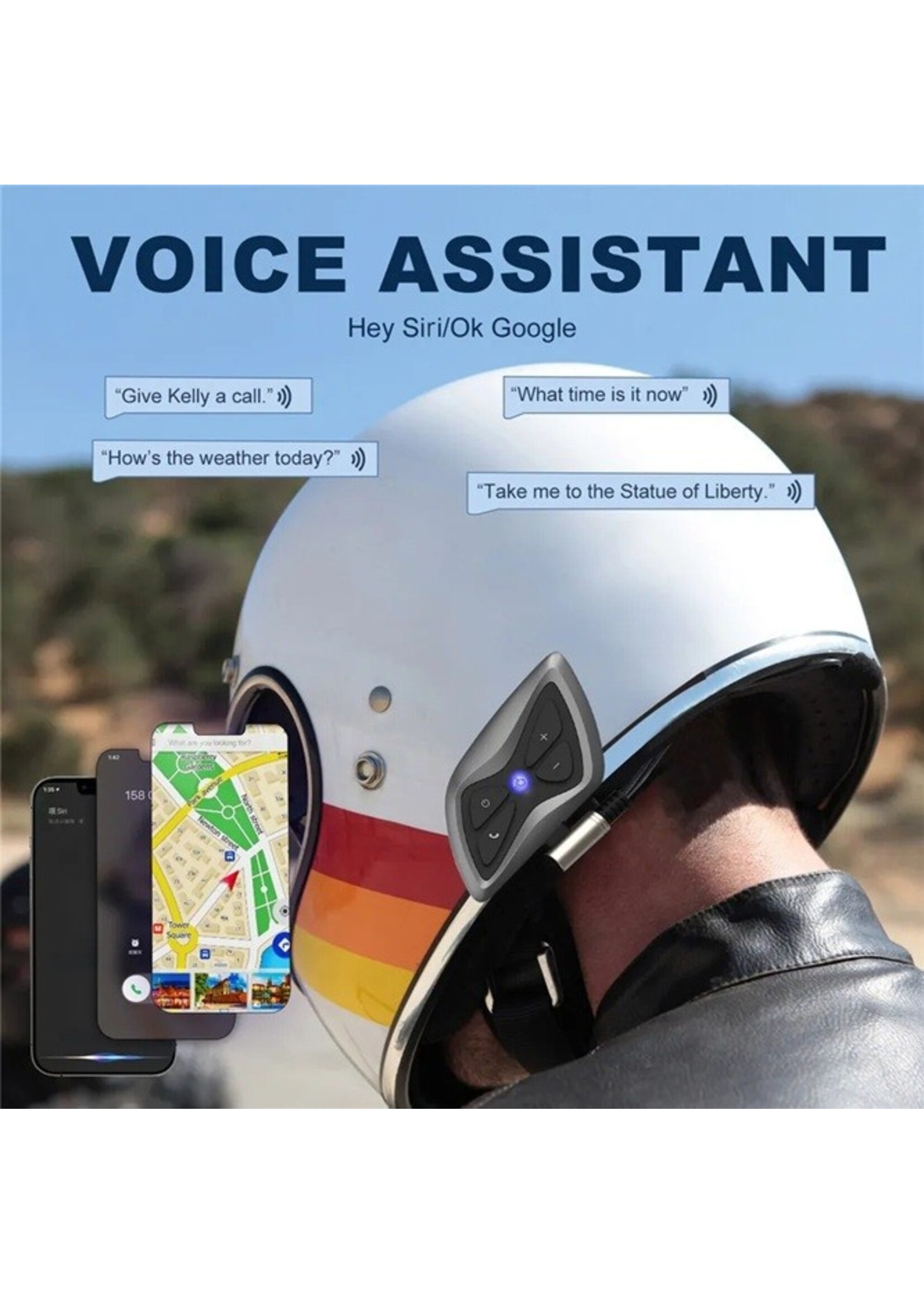 Teleheer Motorfiets Intercom IP65 Waterdicht HiFi Geluid Lange standtijd Bluetooth-compatibele 5.1 Motorhelm Headset voor Fietsen