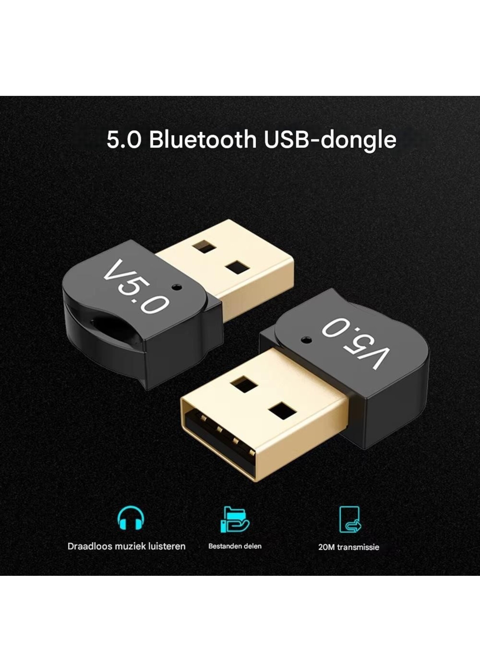 Draadloze USB Bluetooth-compatibele 5.0-adapterontvanger Dongle Hoge snelheidszender Draadloze USB-adapter voor laptop-pc-computer