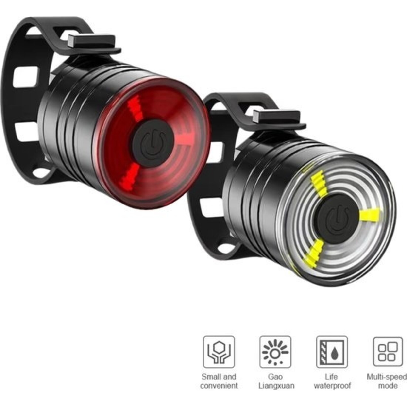 Fiets Voor/Achterlicht Fietsen Waarschuwingslamp 3 Led Kralen 2032 Batterij Legering Behuizing Koplamp Achterlicht Zaklamp