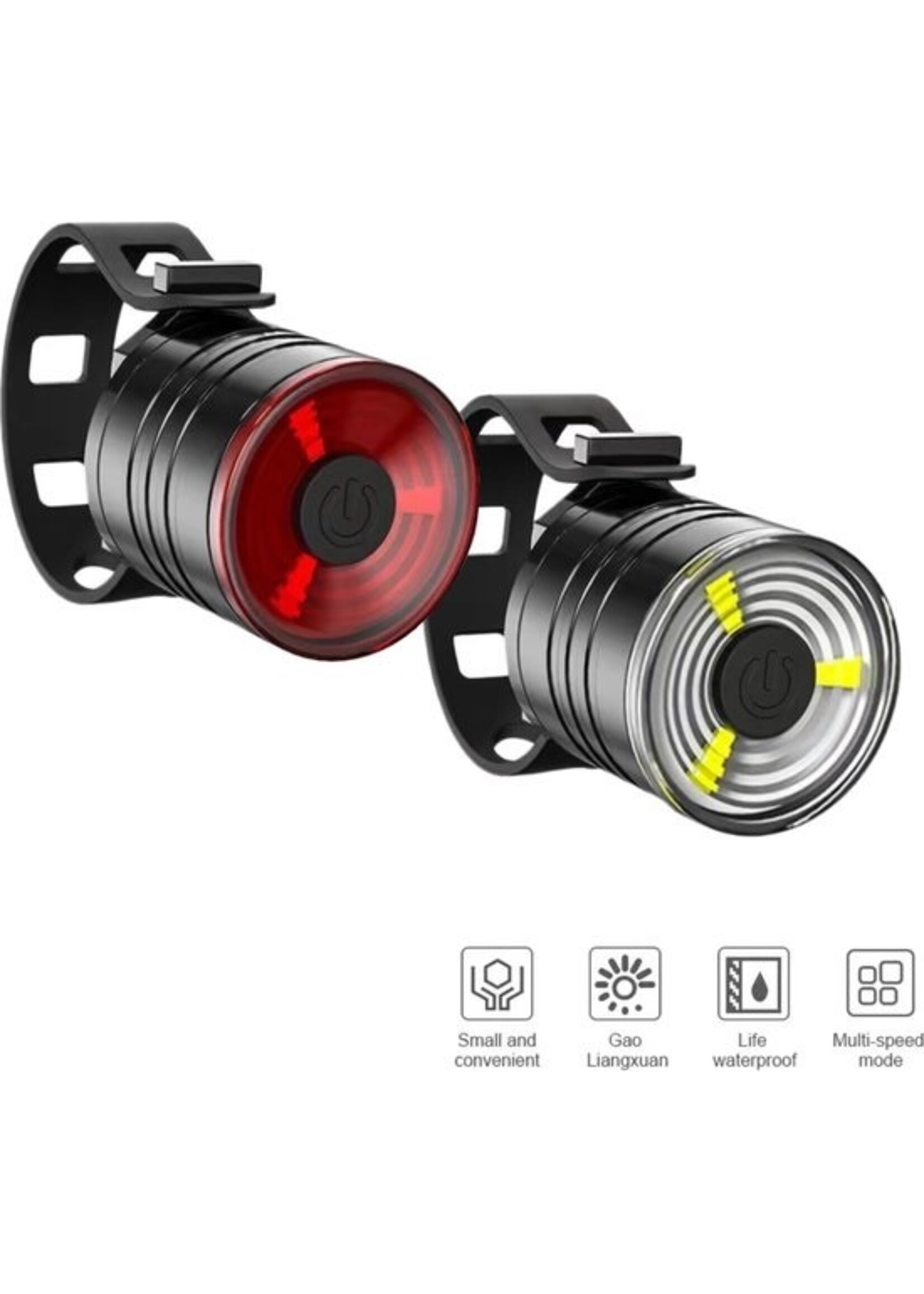 Fiets Voor/Achterlicht Fietsen Waarschuwingslamp 3 Led Kralen 2032 Batterij Legering Behuizing Koplamp Achterlicht Zaklamp