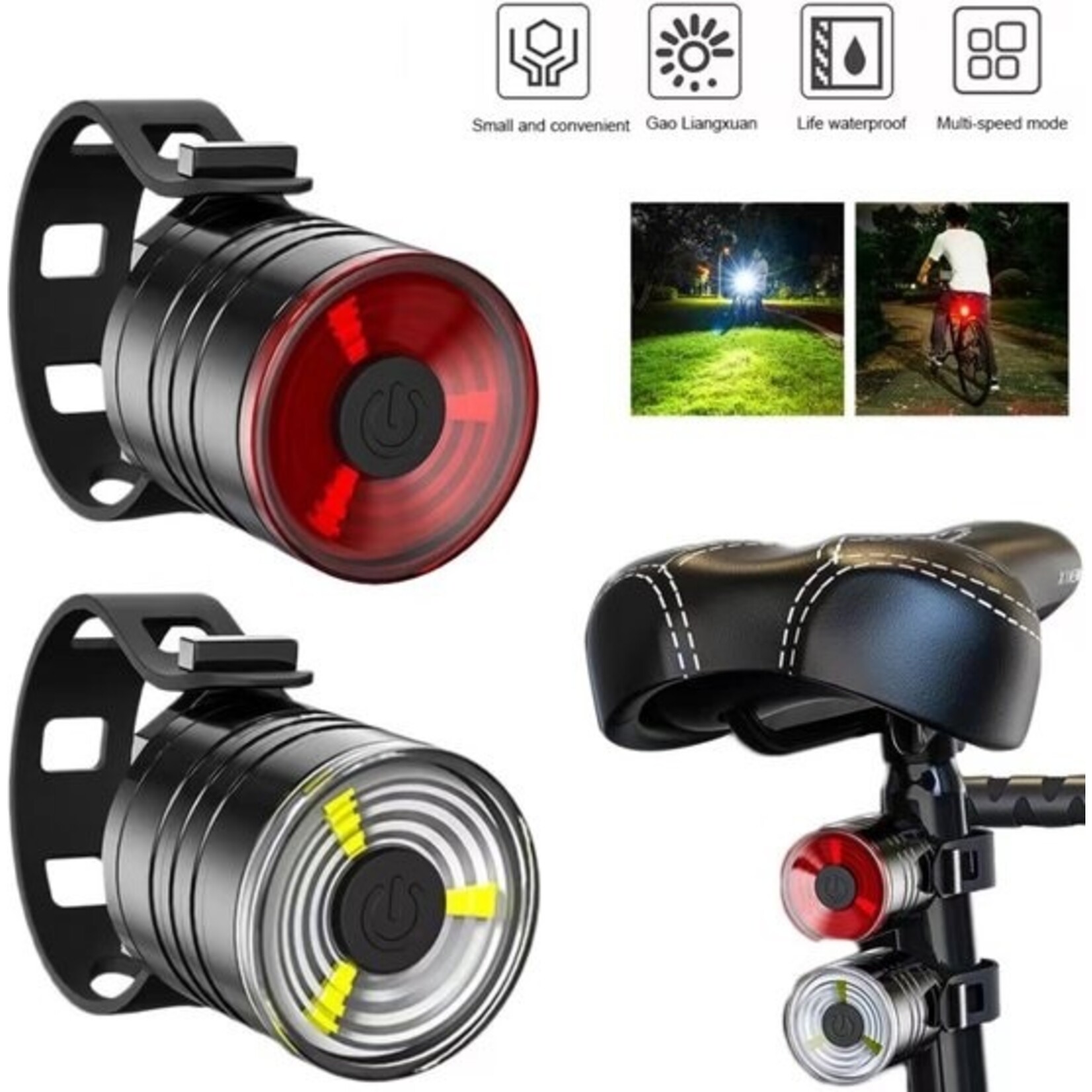 Fiets Voor/Achterlicht Fietsen Waarschuwingslamp 3 Led Kralen 2032 Batterij Legering Behuizing Koplamp Achterlicht Zaklamp