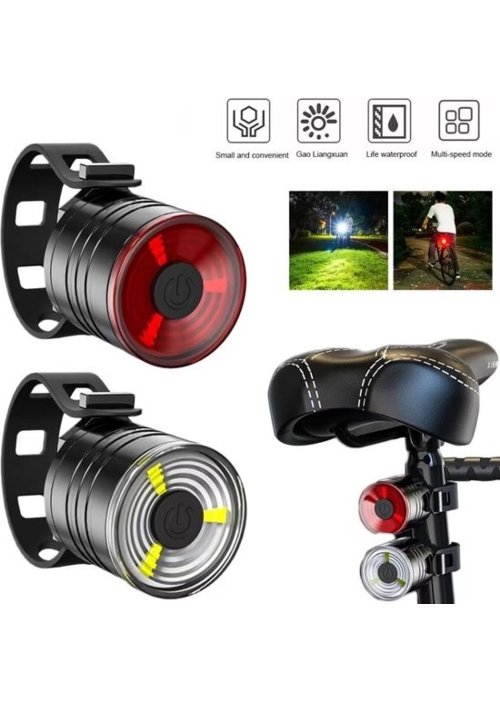 Fiets Voor/Achterlicht Fietsen Waarschuwingslamp 3 Led Kralen 2032 Batterij Legering Behuizing Koplamp Achterlicht Zaklamp