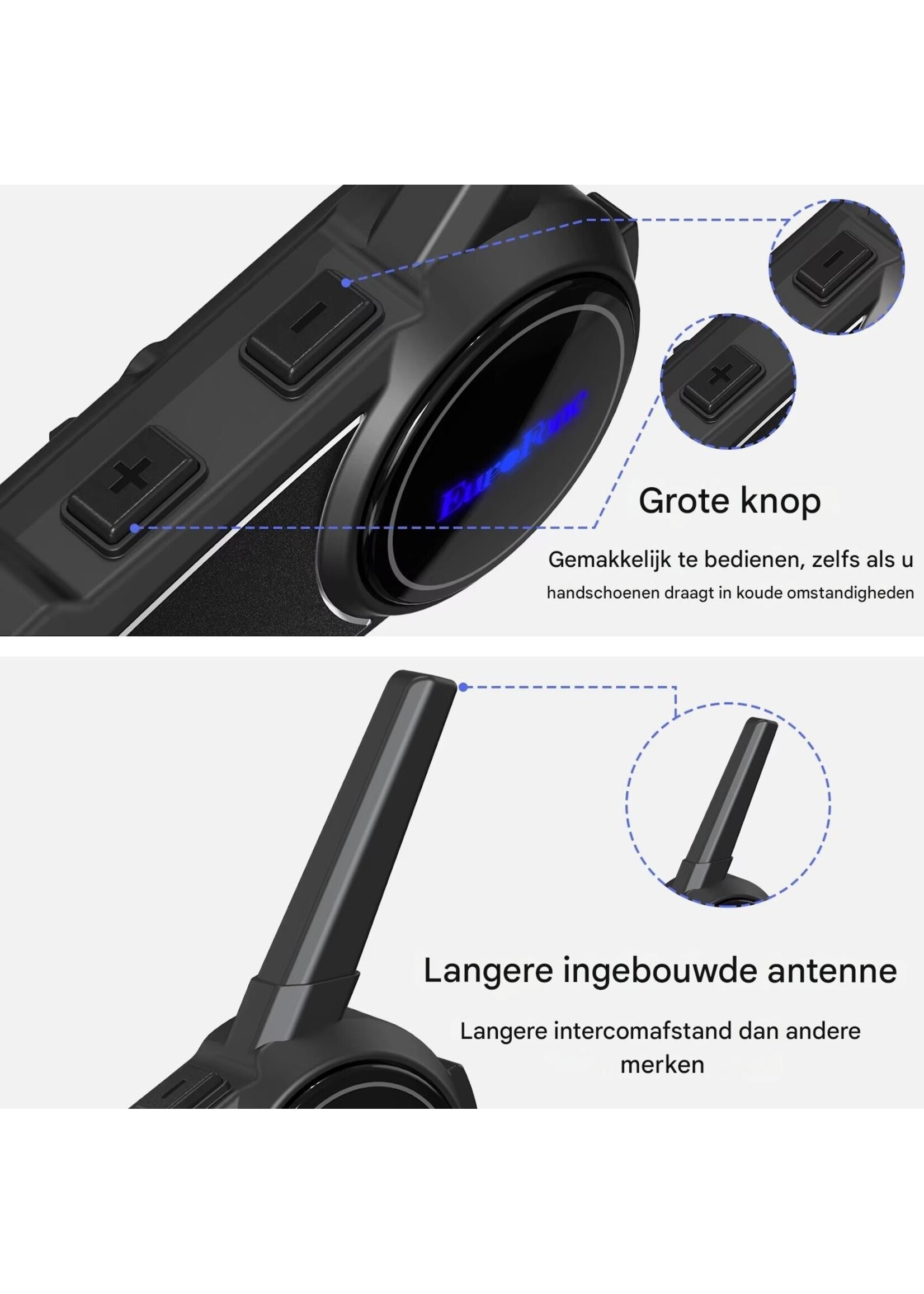 EuroFone S6 Plus Intercom voor helm, motoraccessoires, muziek delen, full duplex, 6 rij-ders, 2000 meter intercomheadset voor rijders