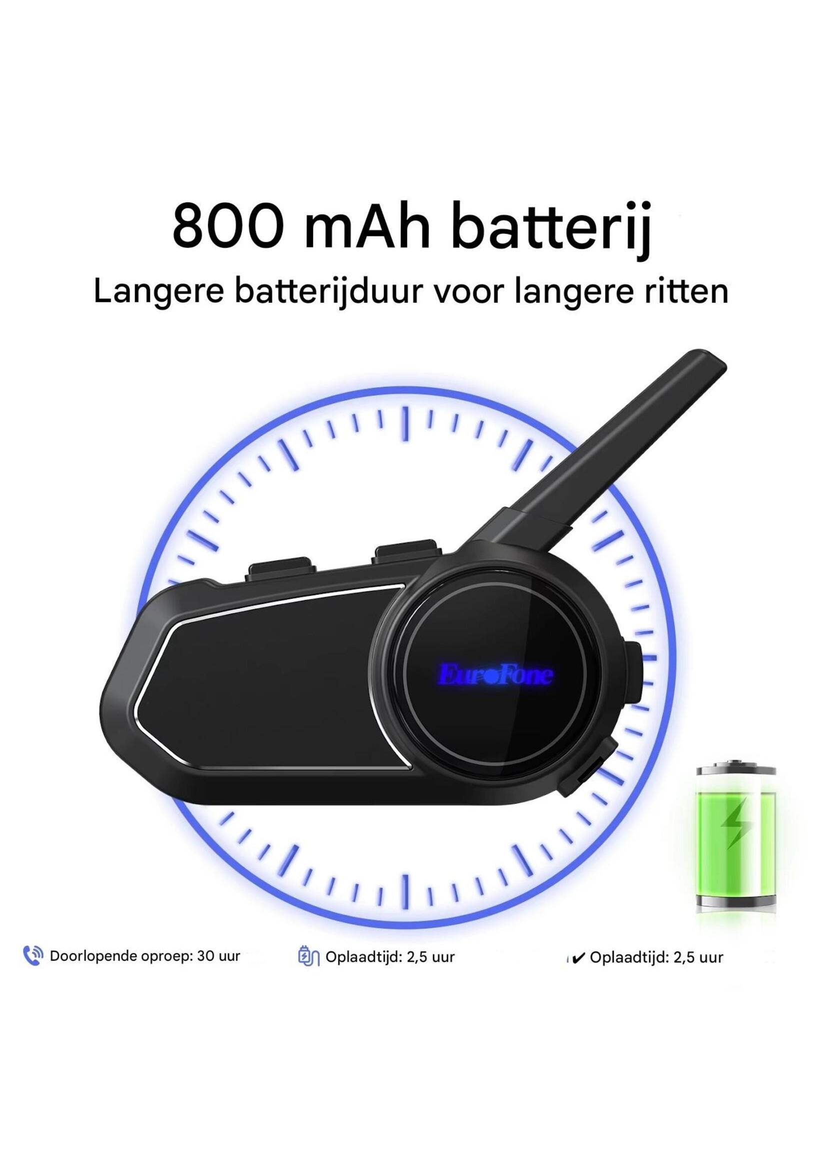 EuroFone S6 Plus Intercom voor helm, motoraccessoires, muziek delen, full duplex, 6 rij-ders, 2000 meter intercomheadset voor rijders