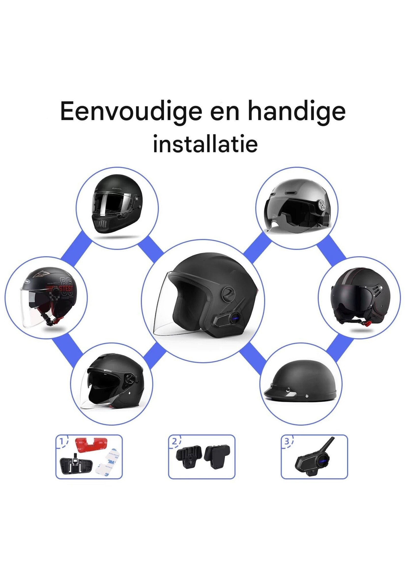 EuroFone S6 Plus Intercom voor helm, motoraccessoires, muziek delen, full duplex, 6 rij-ders, 2000 meter intercomheadset voor rijders