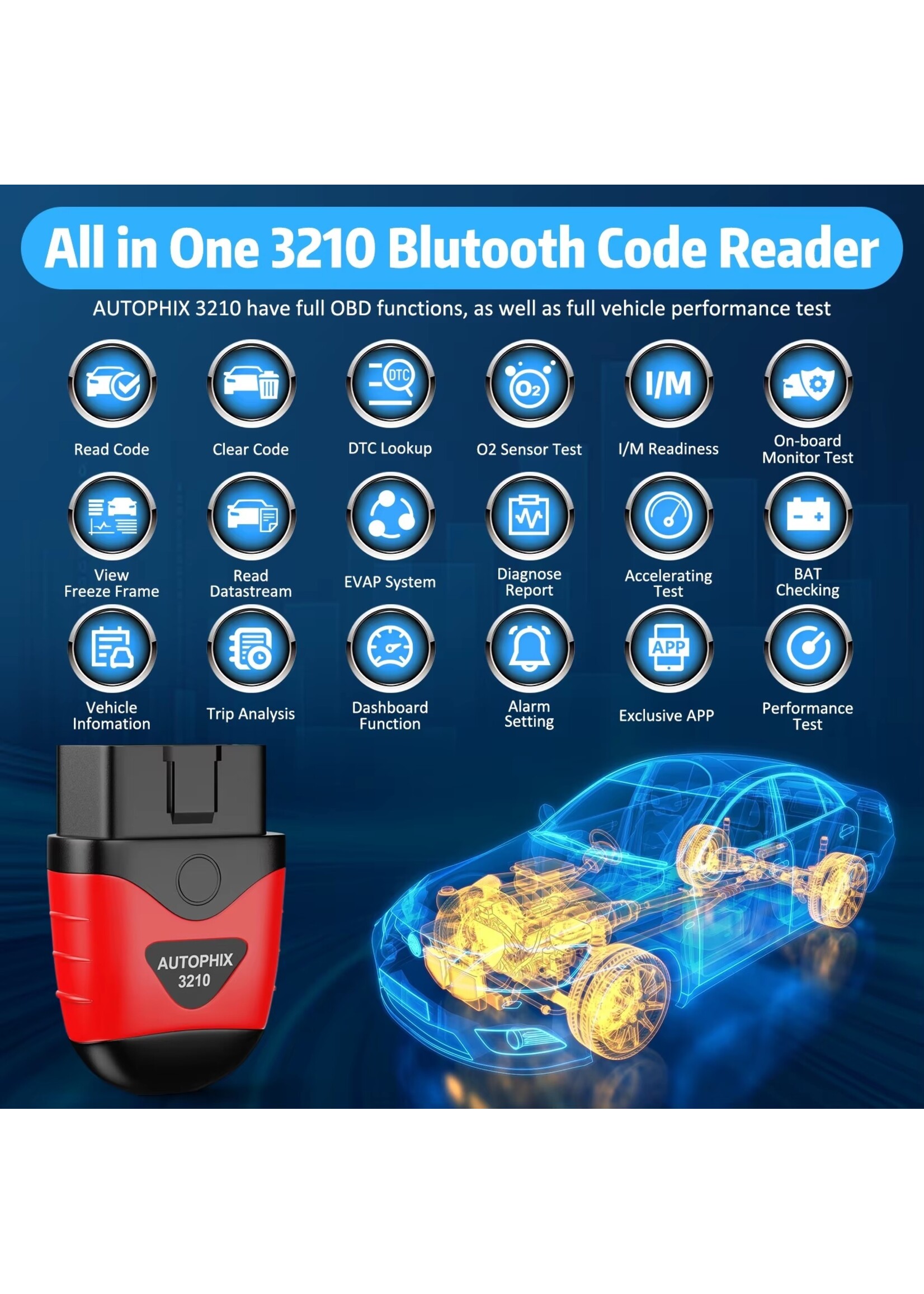 Autophix AUTOPHIX 3210 Bluetooth OBD-II Scanner & Diagnosetool