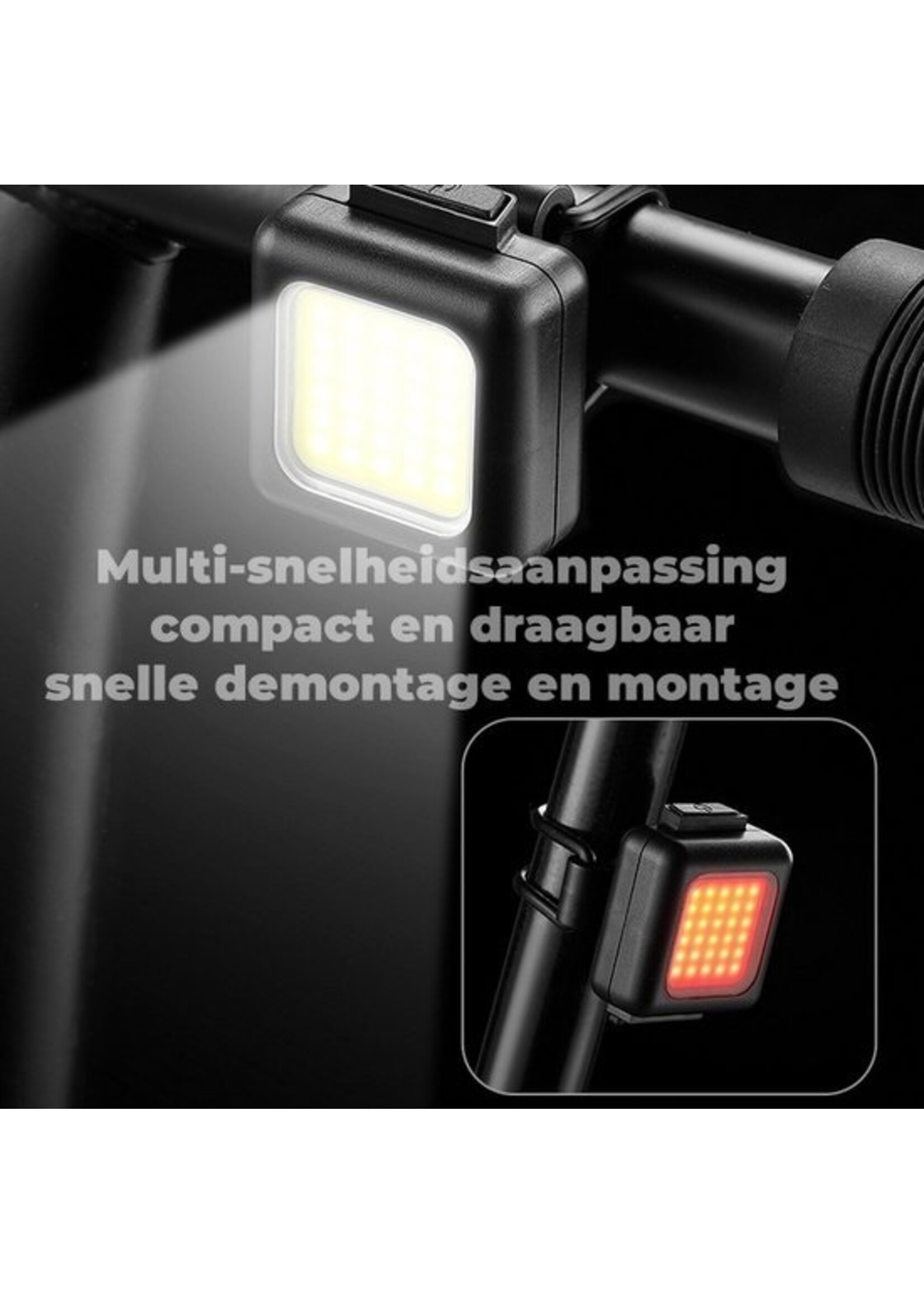 Fietsverlichting - Drie lichtmodi - Waterdicht - USB Oplaadbaar – Voor- of Achterlicht