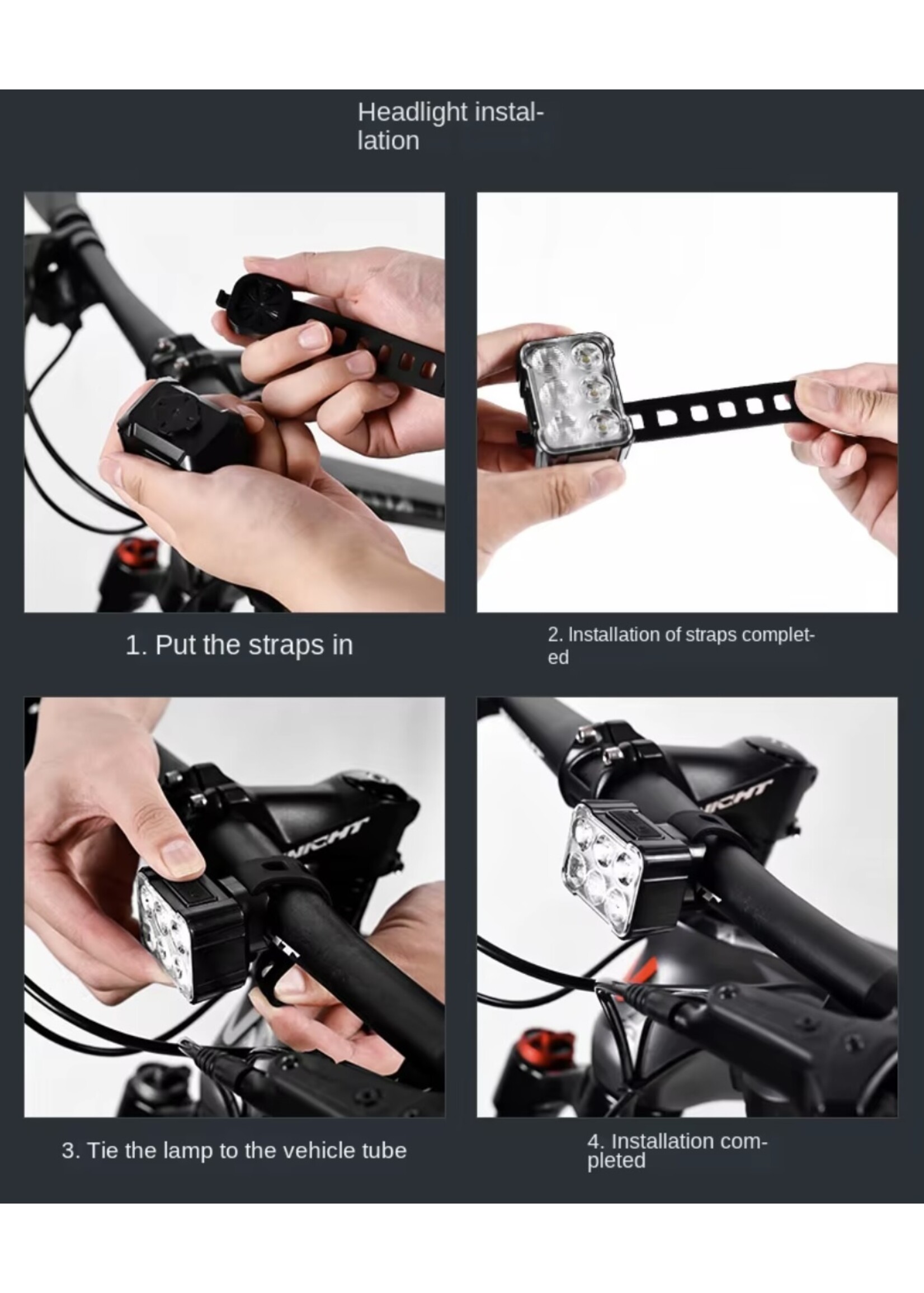Voor- of Achterlicht Fietsverlichting - Drie lichtmodi - Waterdicht - USB Oplaadbaar