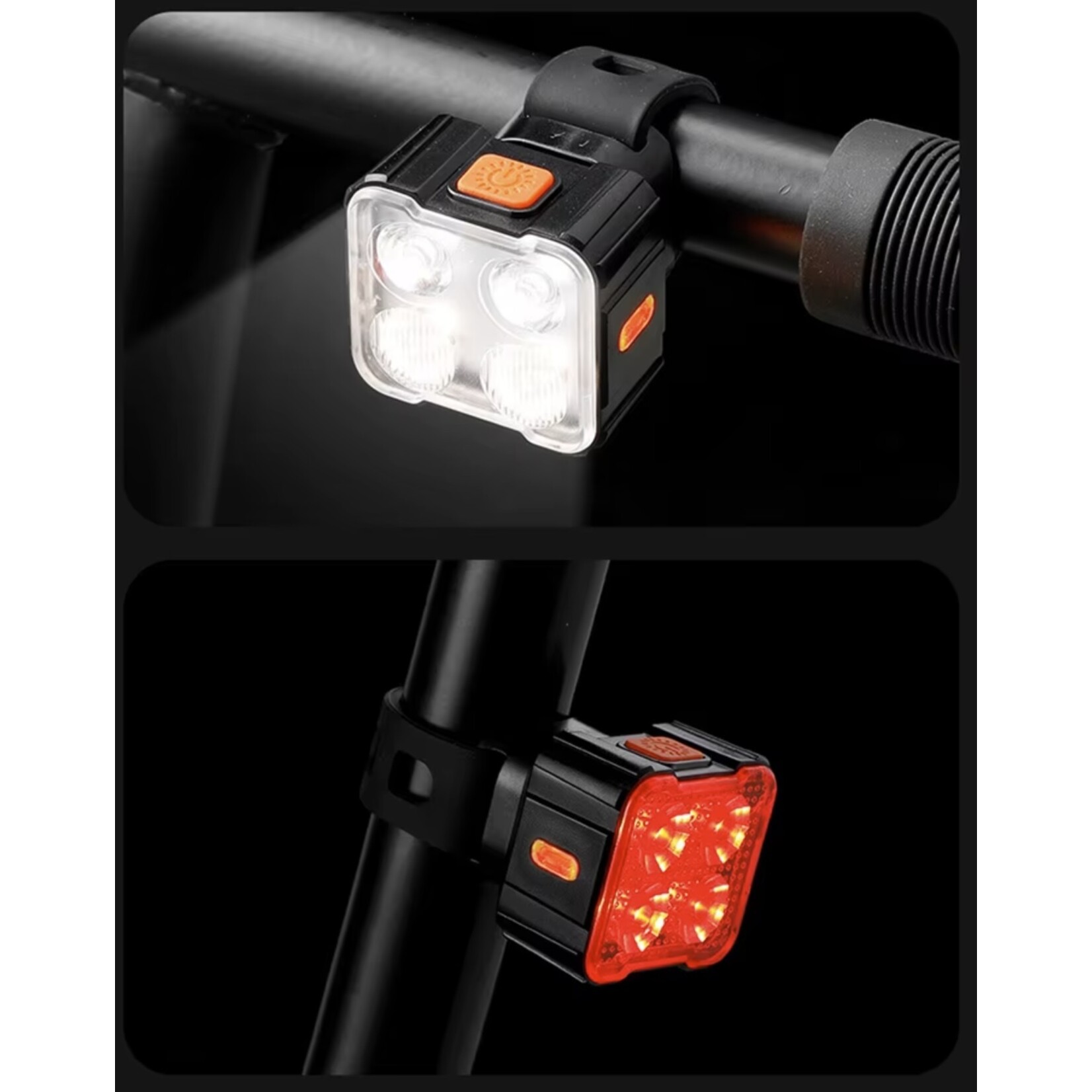 Fietsverlichting voor of achter, oplaadbaar, fietsverlichting met 8-9 lichtstanden, USB-opladen