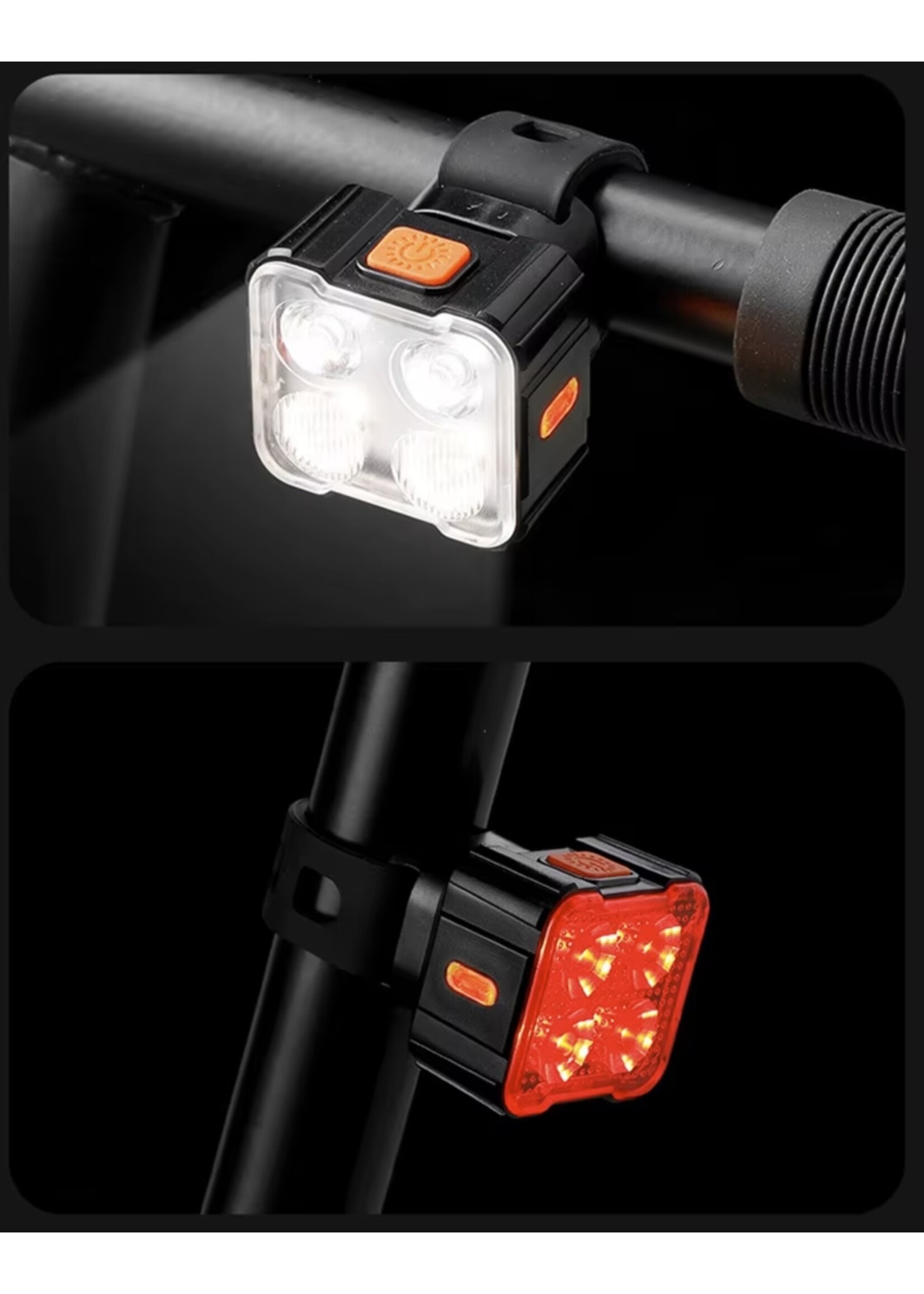 Fietsverlichting voor of achter, oplaadbaar, fietsverlichting met 8-9 lichtstanden, USB-opladen