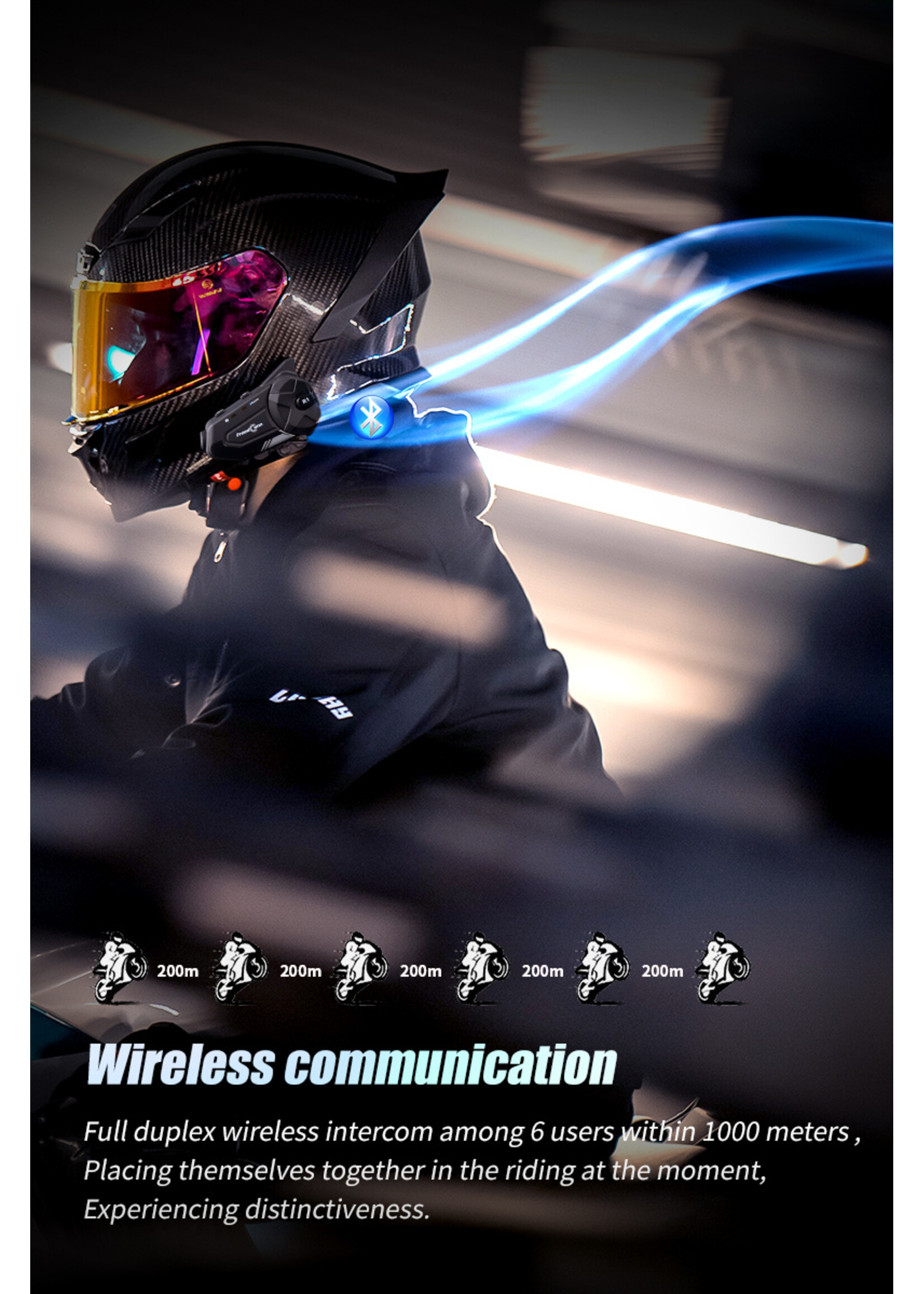 Freedconn R1 Pro Bluetooth Motorfiets Intercom Helm Headset Groepsluidspreker Hoofdtelefoon WiFi App Motor Dash Cam Moto Auto DVR