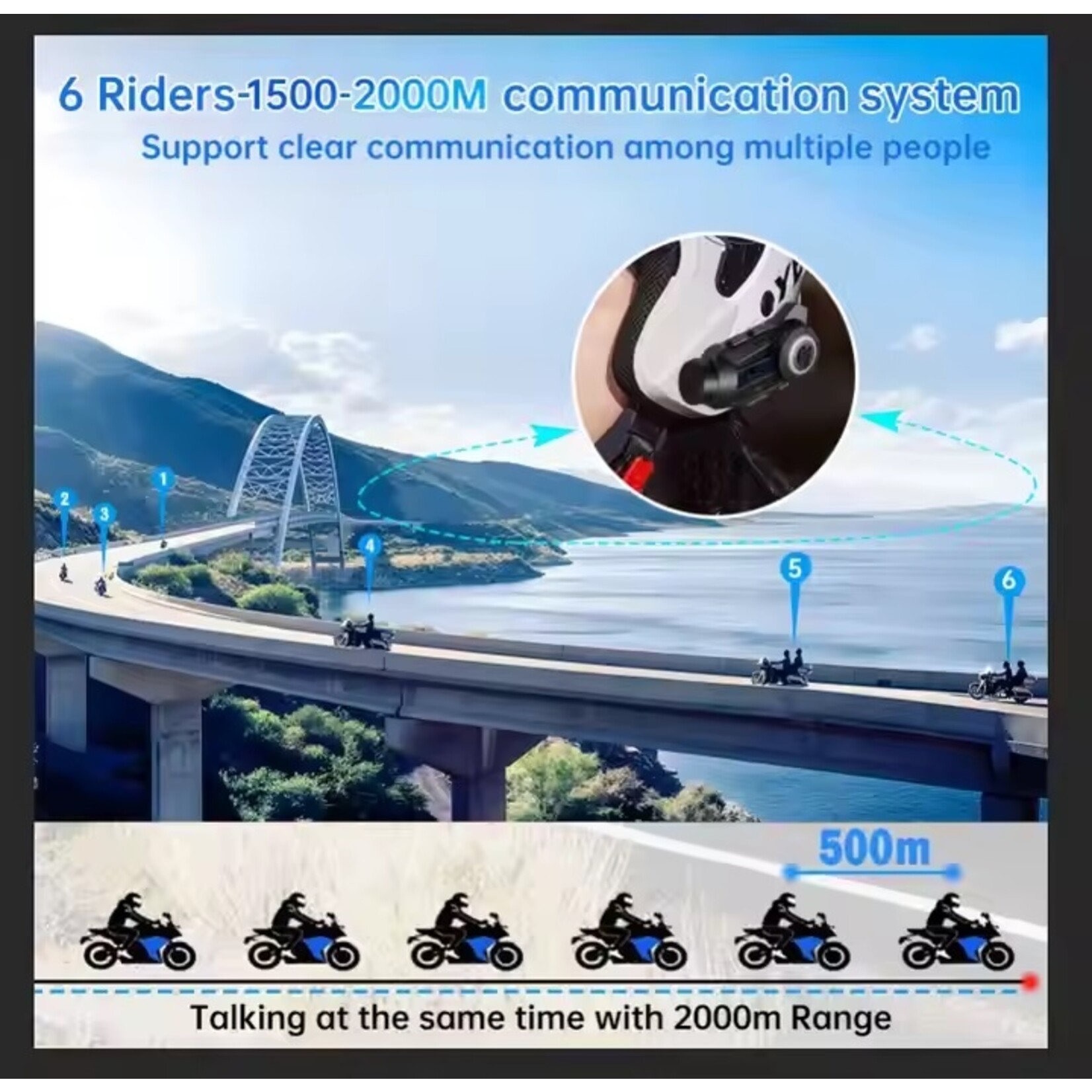 S3 Plus Helm bluetooth intercom headset met 2K camerafunctie videorecorder van goede kwaliteit voor 6 motorrijders
