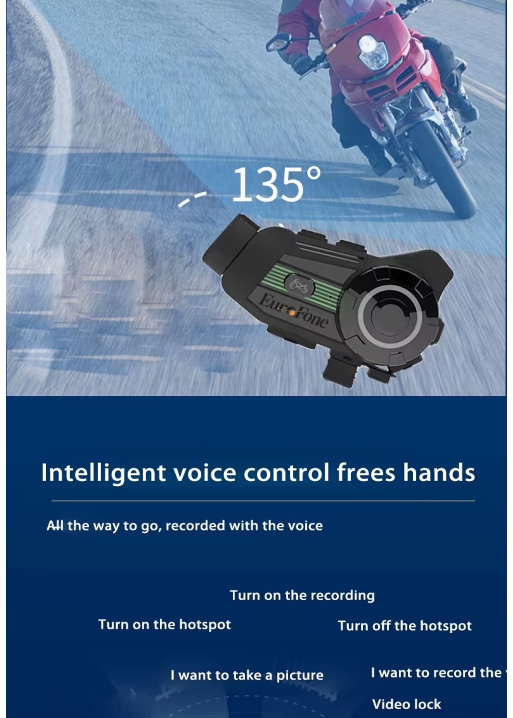 S3 Plus Helm bluetooth intercom headset met 2K camerafunctie videorecorder van goede kwaliteit voor 6 motorrijders