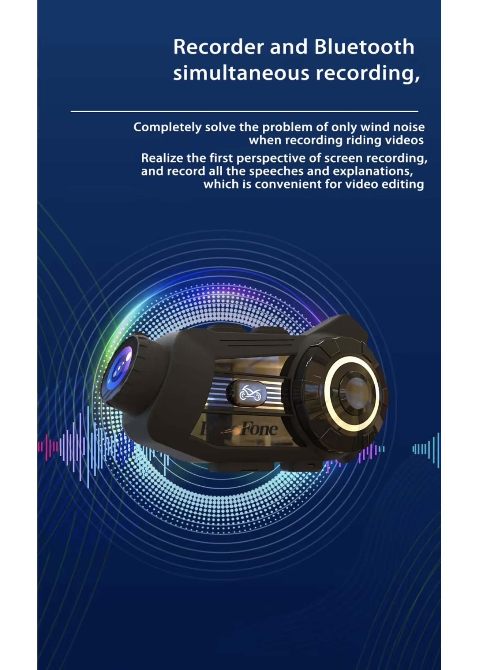 S3 Plus Helm bluetooth intercom headset met 2K camerafunctie videorecorder van goede kwaliteit voor 6 motorrijders
