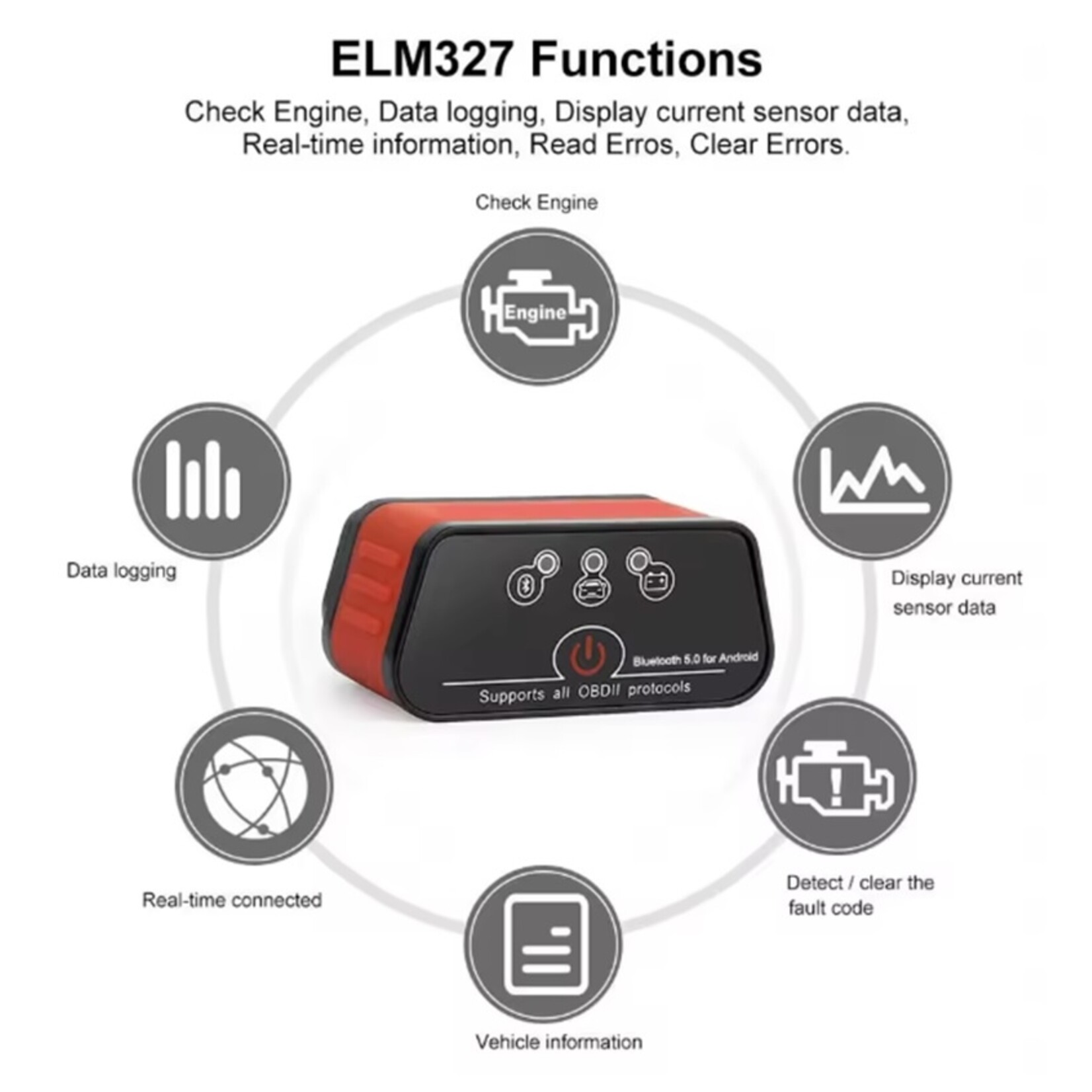 KONNWEI KONNWEI KW903 Bluetooth OBD-II Scanner (Bluetooth 4.0 / 5.0) – Zwart