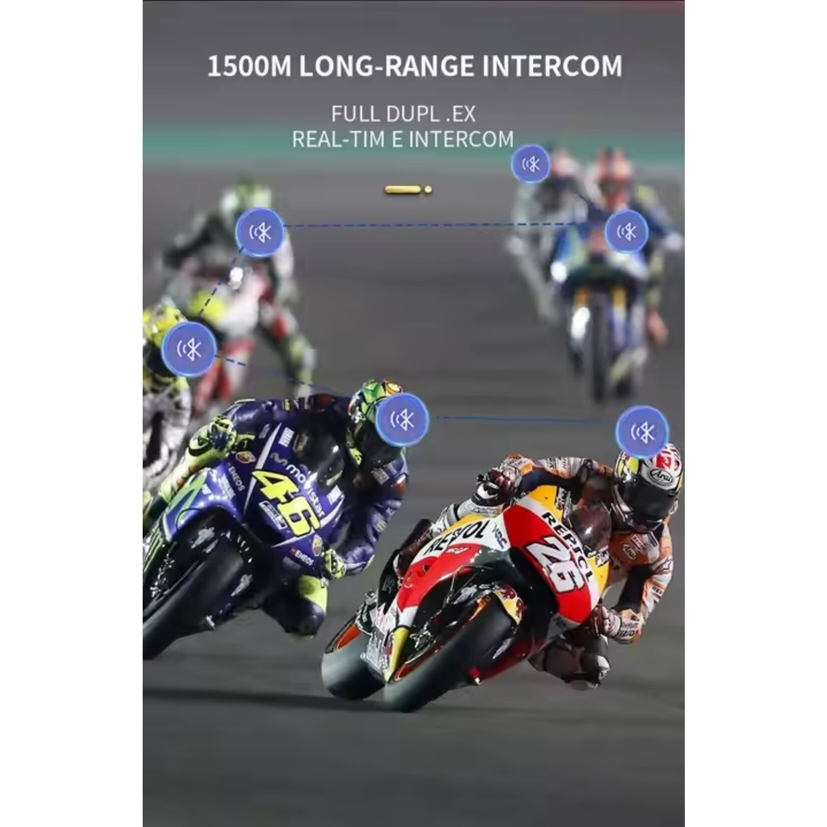 Eurofone S2 Plus Bluetooth-helmintercom voor motorfietsen Ondersteunt 2-6 personen om te praten over een afstand van 800-1000 meter Waterdicht