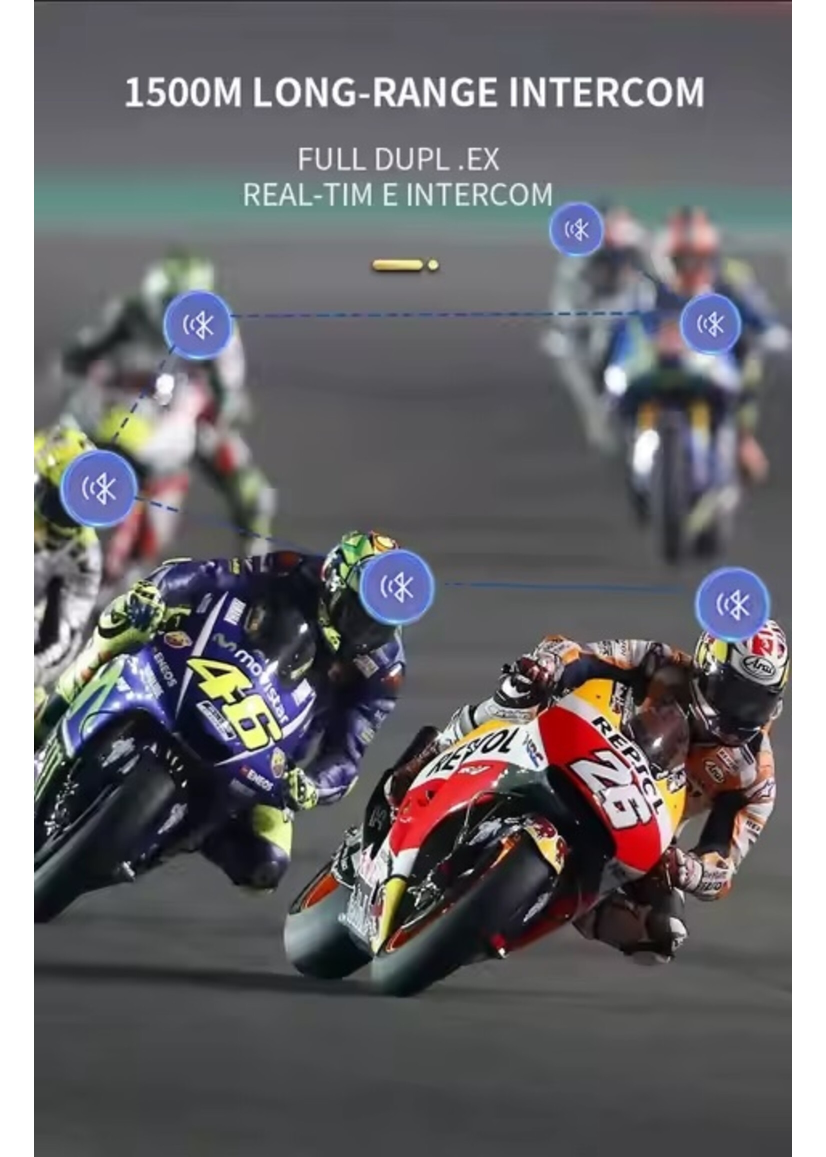 Eurofone S2 Plus Bluetooth-helmintercom voor motorfietsen Ondersteunt 2-6 personen om te praten over een afstand van 800-1000 meter Waterdicht