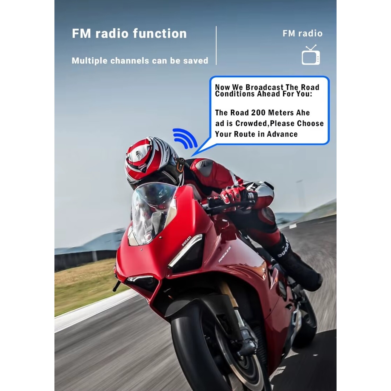 Eurofone S2 Plus Bluetooth-helmintercom voor motorfietsen Ondersteunt 2-6 personen om te praten over een afstand van 800-1000 meter Waterdicht
