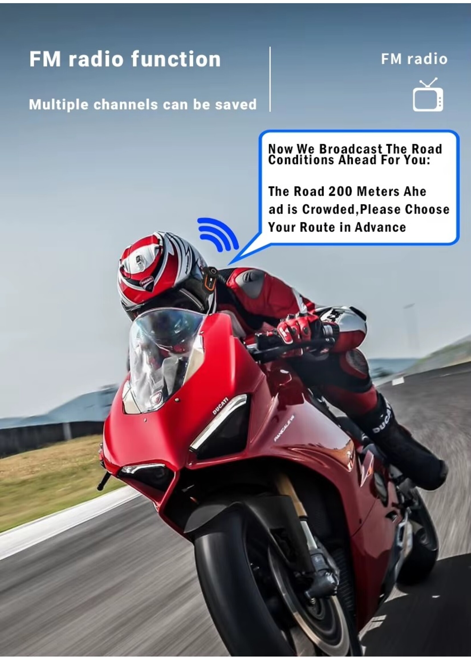 Eurofone S2 Plus Bluetooth-helmintercom voor motorfietsen Ondersteunt 2-6 personen om te praten over een afstand van 800-1000 meter Waterdicht