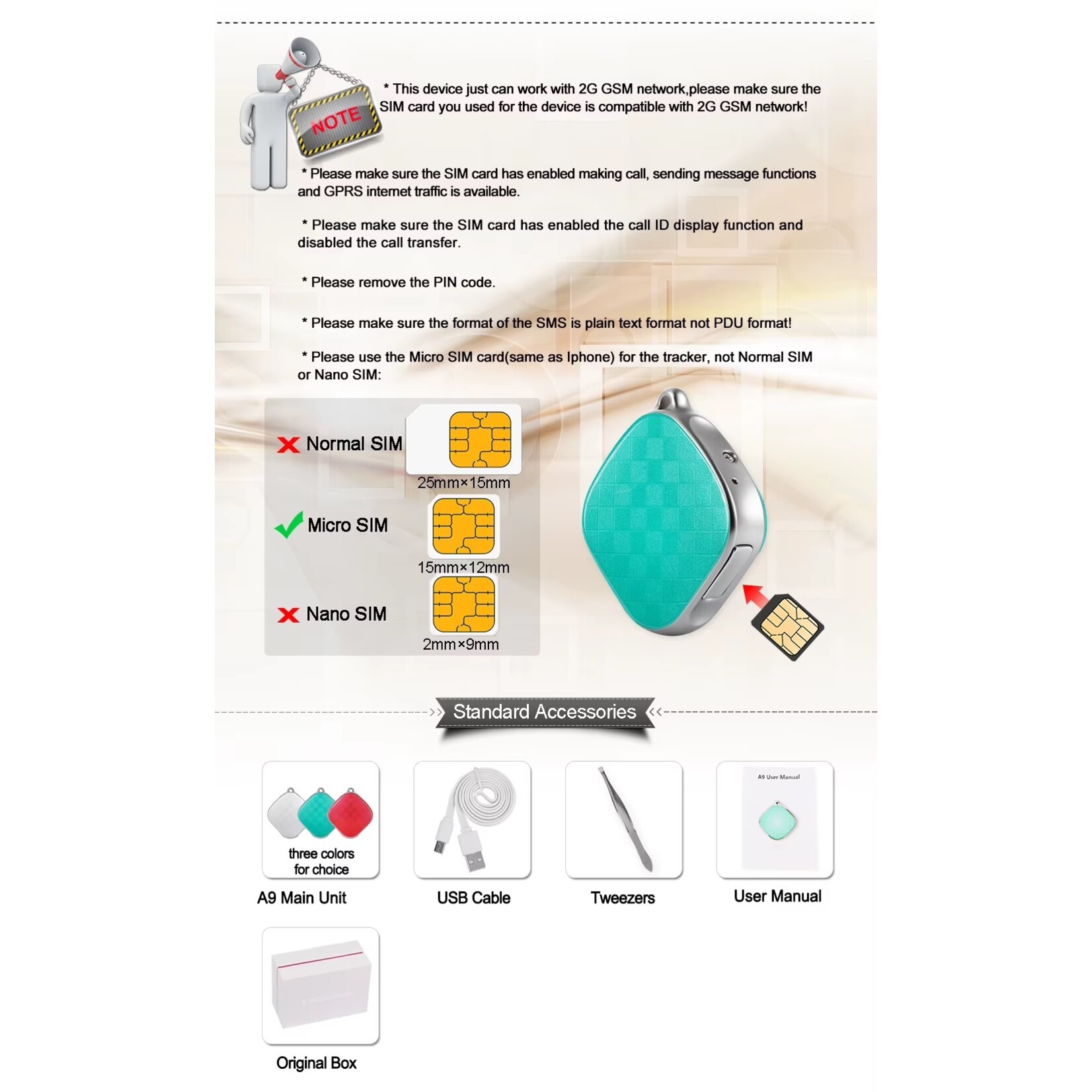 A9 Mini Persoonlijke GPS Tracker Kinderen Luisterapparaat Kinderen GPS Locator Gratis Web App Hond Real-Time Tracking SOS Alarm  (Rood)