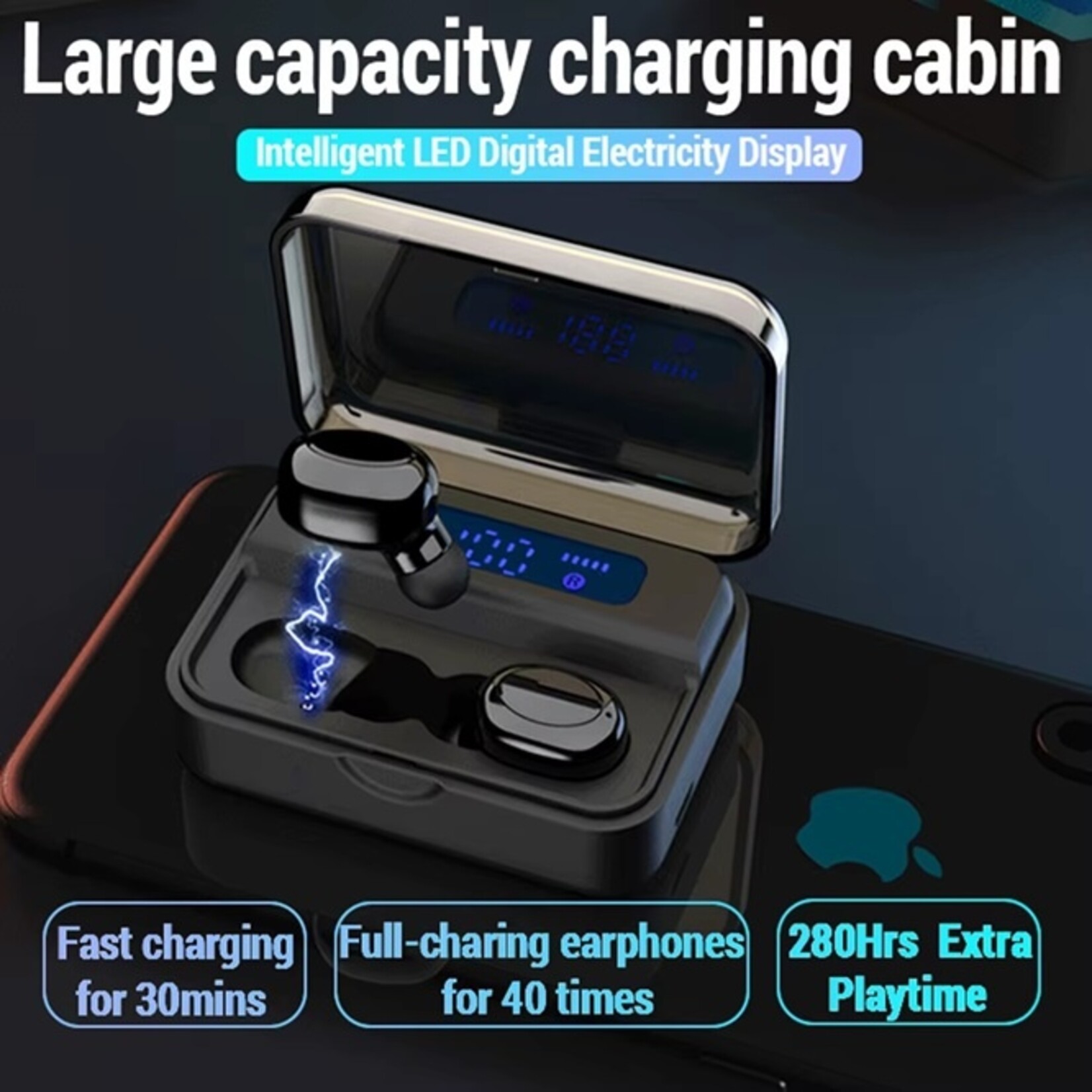 S590 TWS Bluetooth 5.0 oordopjes 9D stereo oordopjes 3500 mAh LED digitaal display draadloze hoofdtelefoon draagbare sport oordopjes