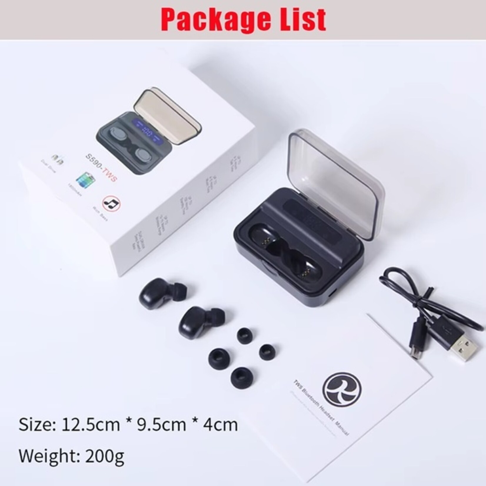S590 TWS Bluetooth 5.0 oordopjes 9D stereo oordopjes 3500 mAh LED digitaal display draadloze hoofdtelefoon draagbare sport oordopjes