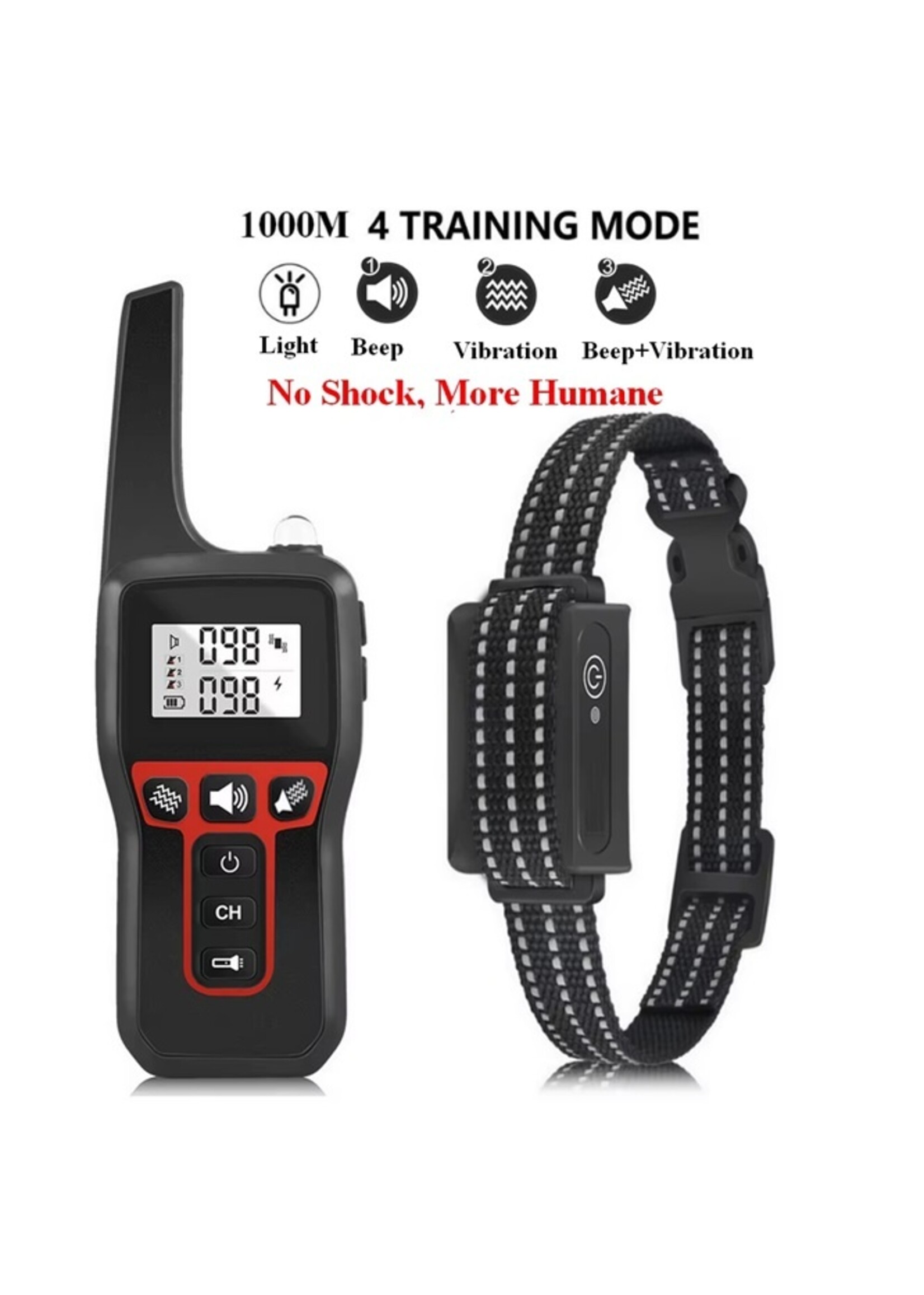 Geen schok, geen tanden hondentraining halsband 300M afstandsbediening waterdichte piep vibratie lange standby hondentrainer