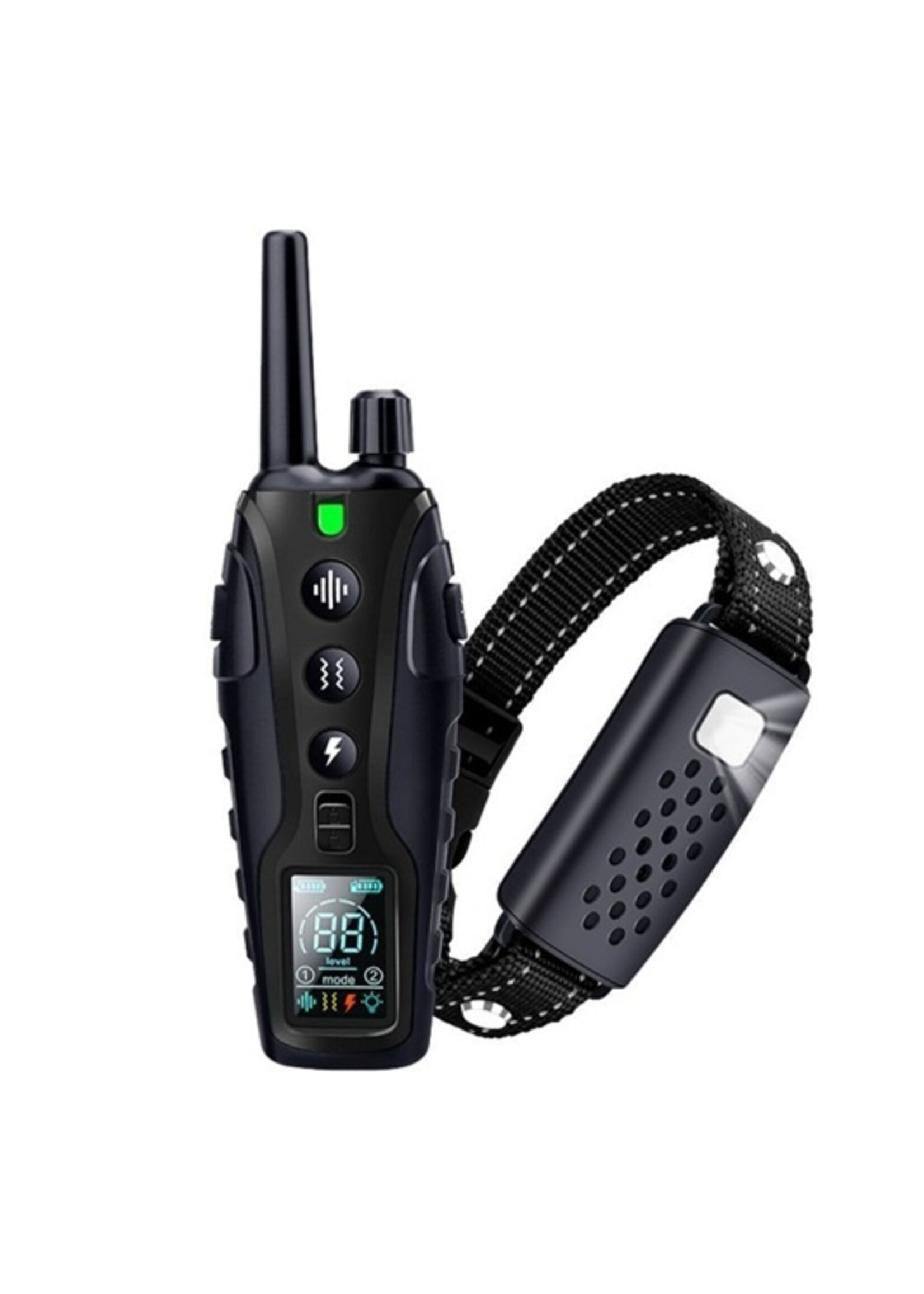 Professionele Elektrische Trainingshalsband voor Honden 1200M – IP67 Waterdicht, Oplaadbaar, Geluid, Trilling, Schokfunctie, Verlichting en Dubbele Batterij-indicator