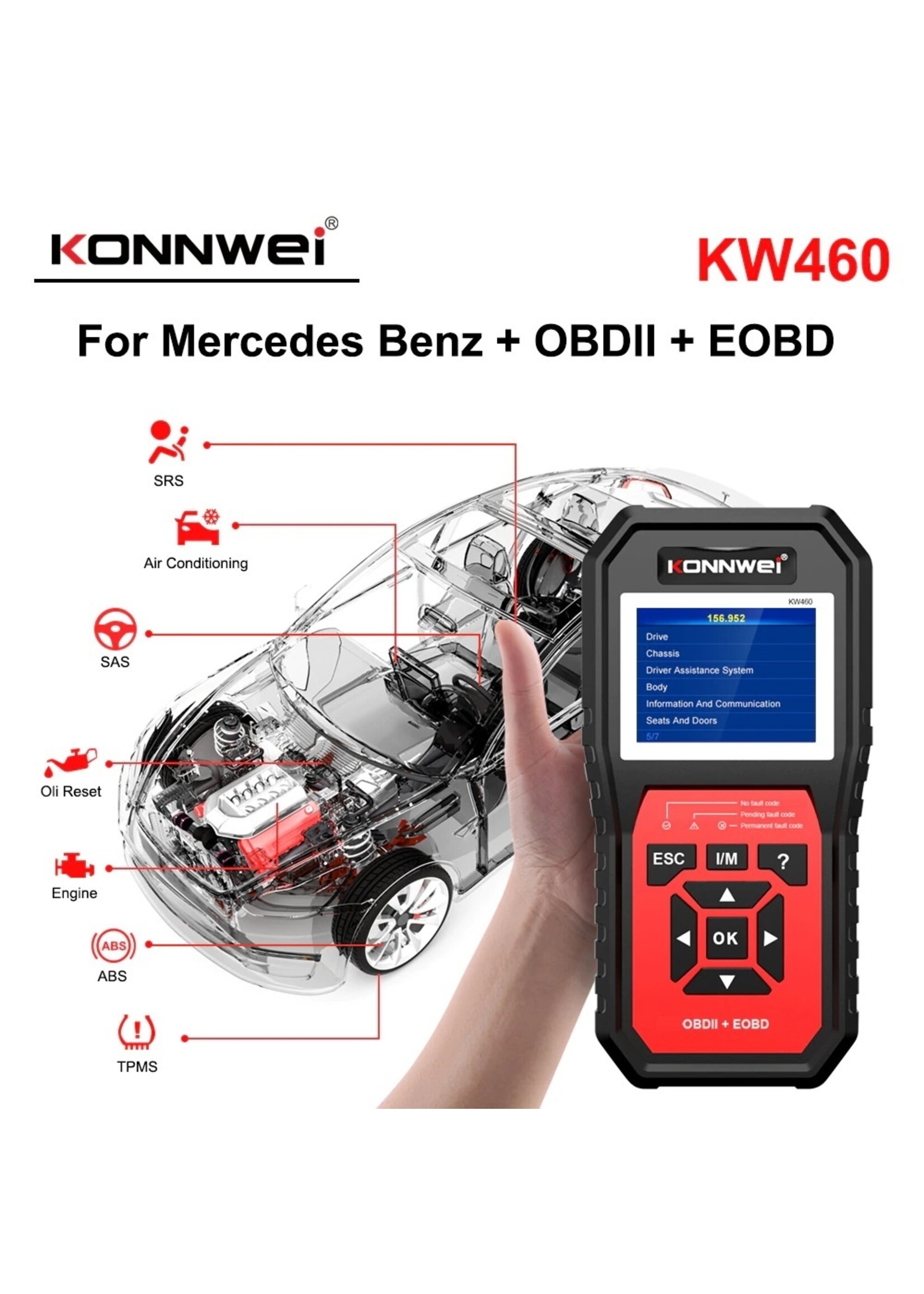 KONNWEI KONNWEI KW460 Full System Diagnostisch Apparaat voor Mercedes Benz
