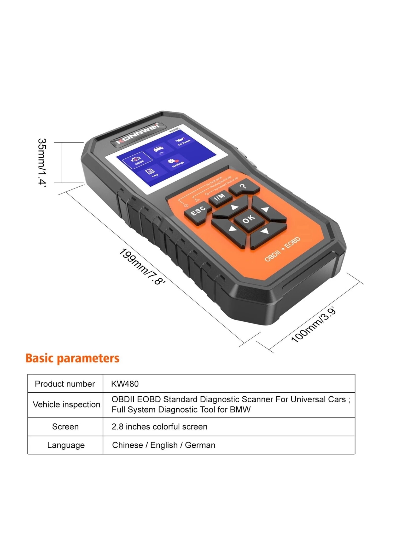 KONNWEI Konnwei KW480 Full System Diagnostische Scanner voor BMW