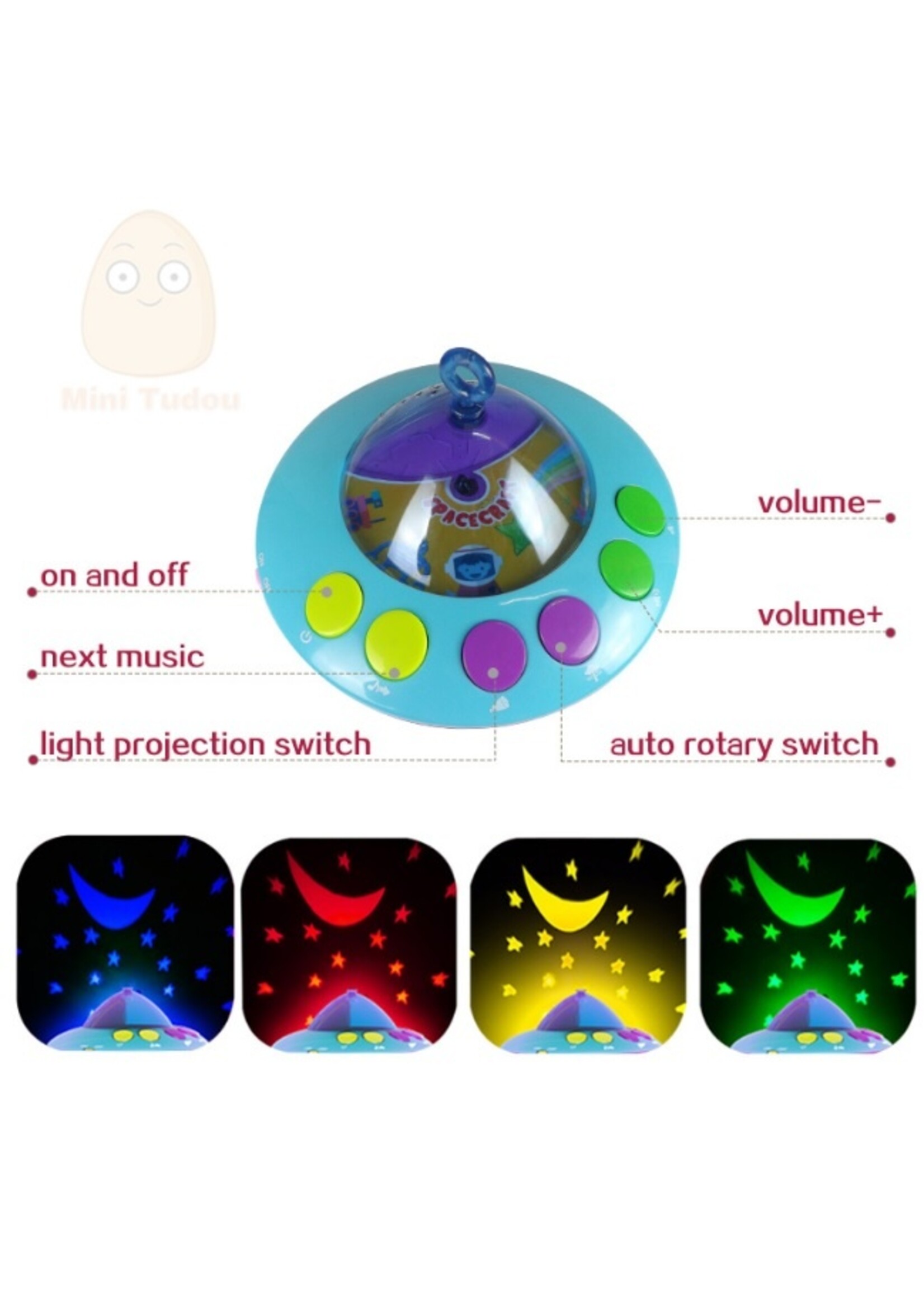 Kleurvolle Baby Muziek Mobiel met Afstandsbediening en sterren projector