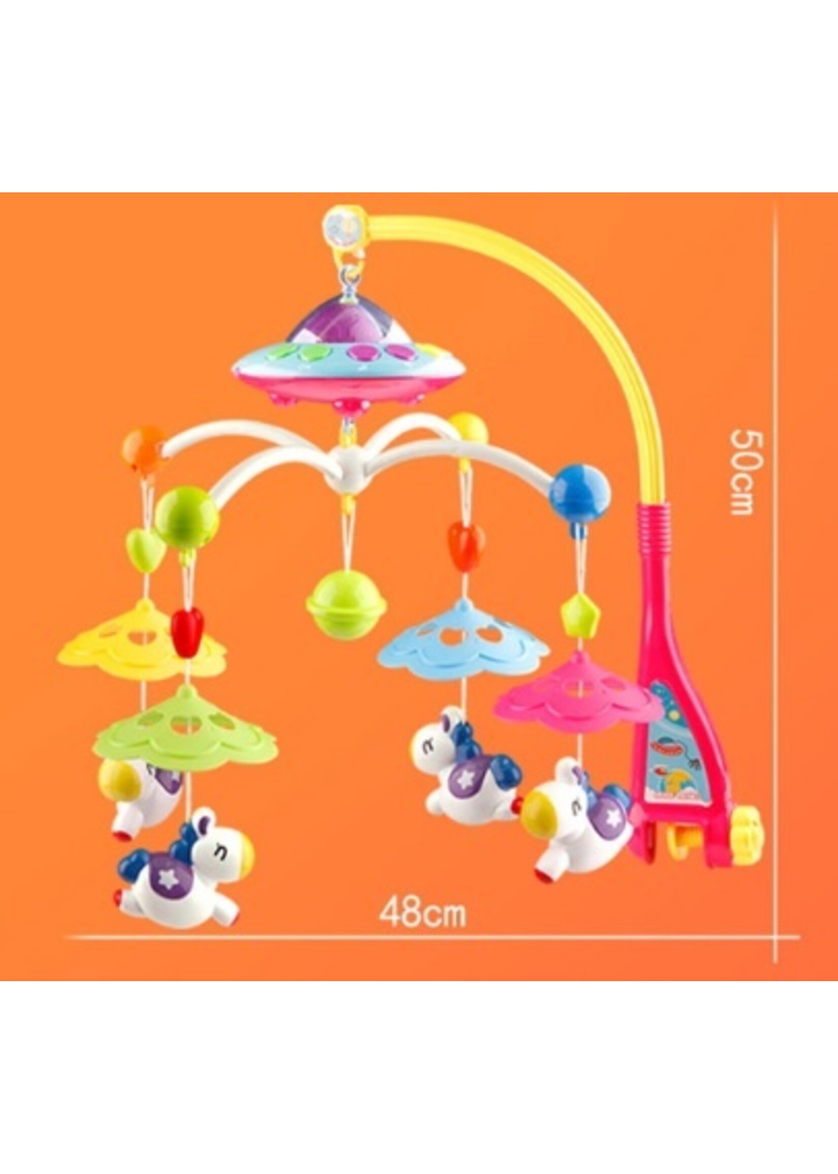 Kleurvolle Baby Muziek Mobiel met Afstandsbediening en sterren projector