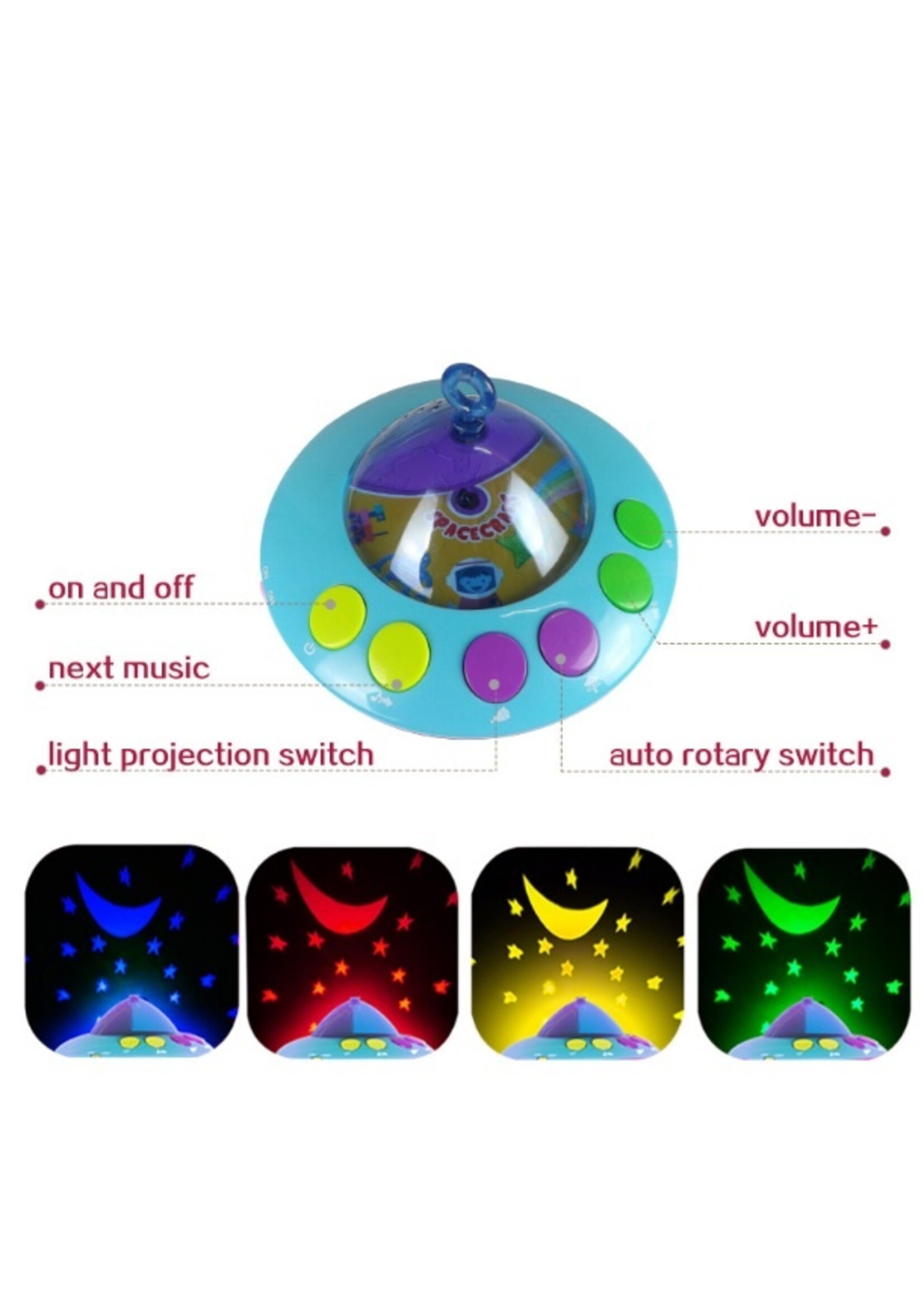 Kleurvolle Baby Muziek Mobiel met Afstandsbediening en sterren projector