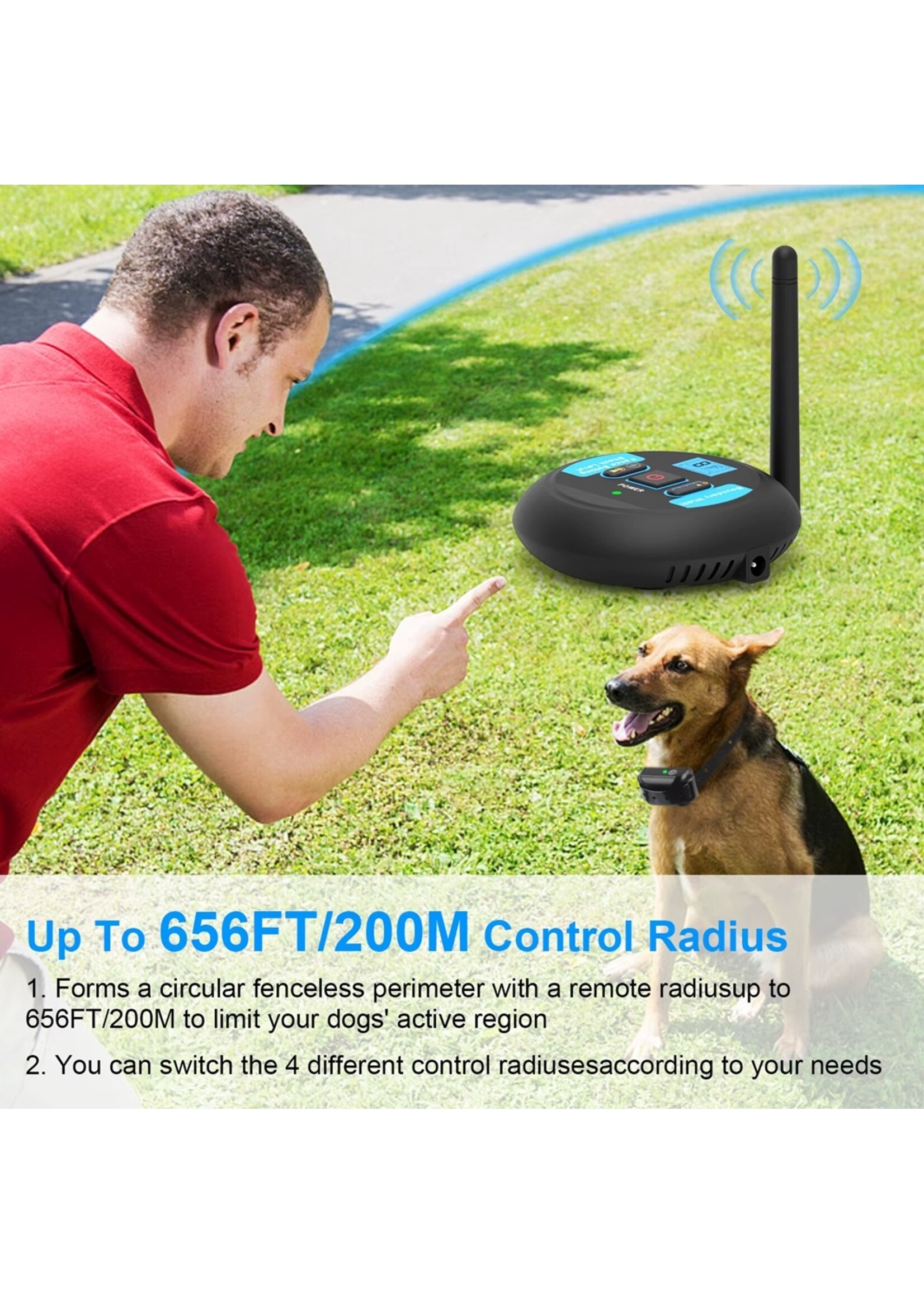Draadloze Elektronische Hondenomheining – Tot 200 Meter – IP67 – Oplaadbaar – Voor 1 hond