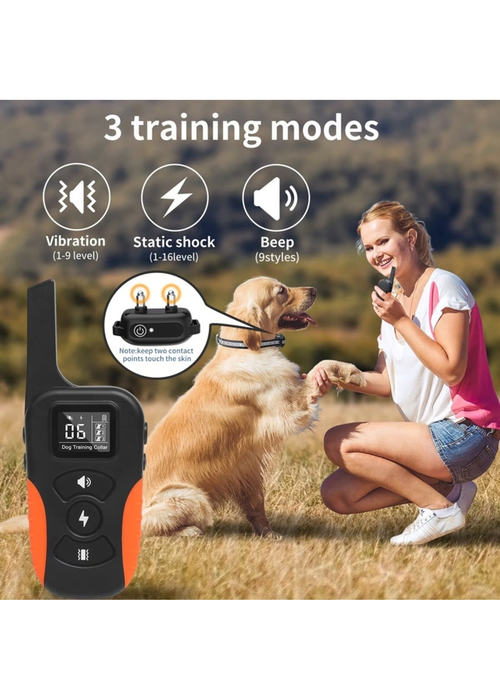 Trainingshalsband met Afstandsbediening – 1000 Meter – IPX7 – 16 Niveaus – USB-C
