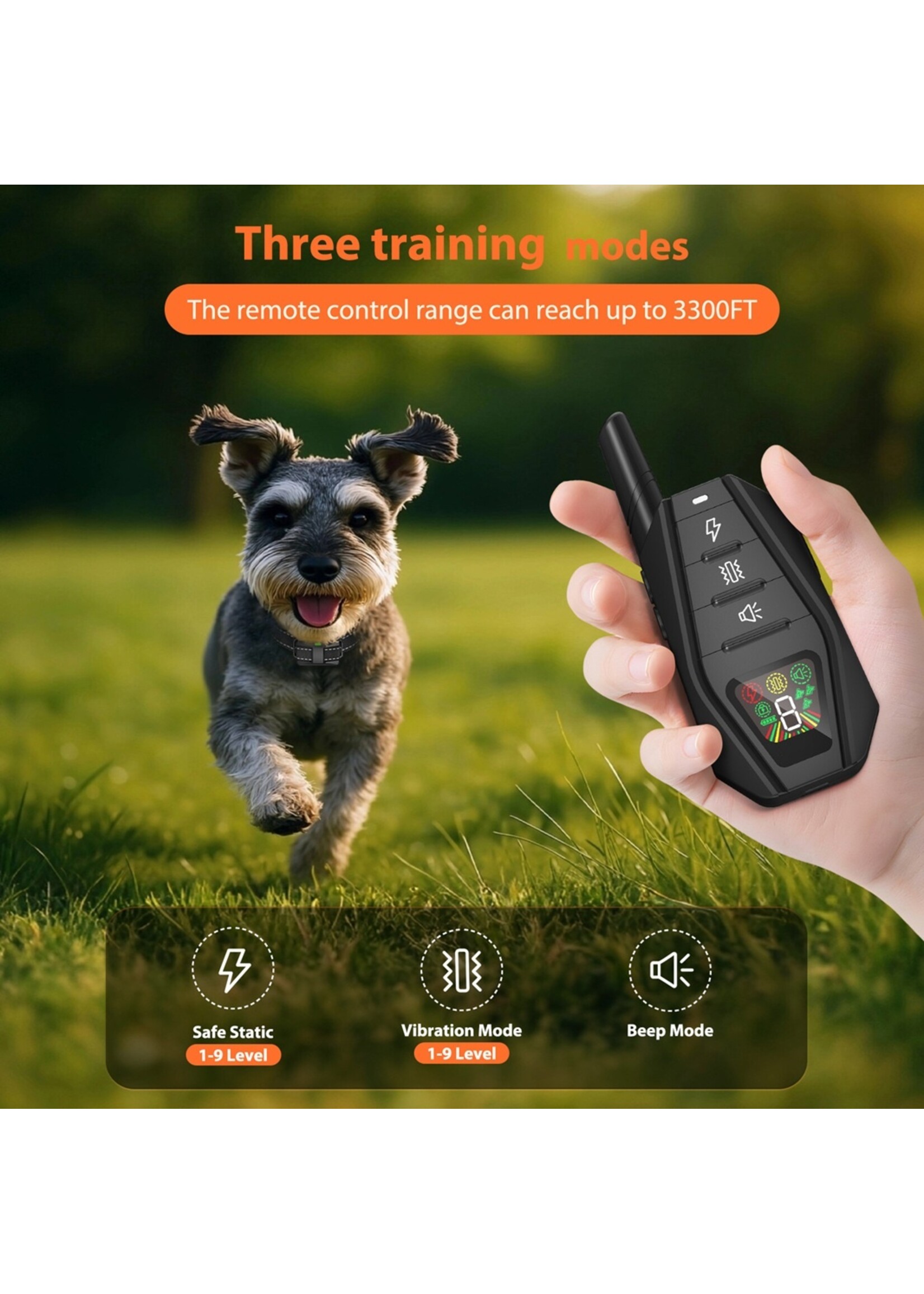 Trainingshalsband voor Kleine Honden 2–7 kg – 1000 Meter Bereik  – Oplaadbaar – 3 Trainingsfuncties