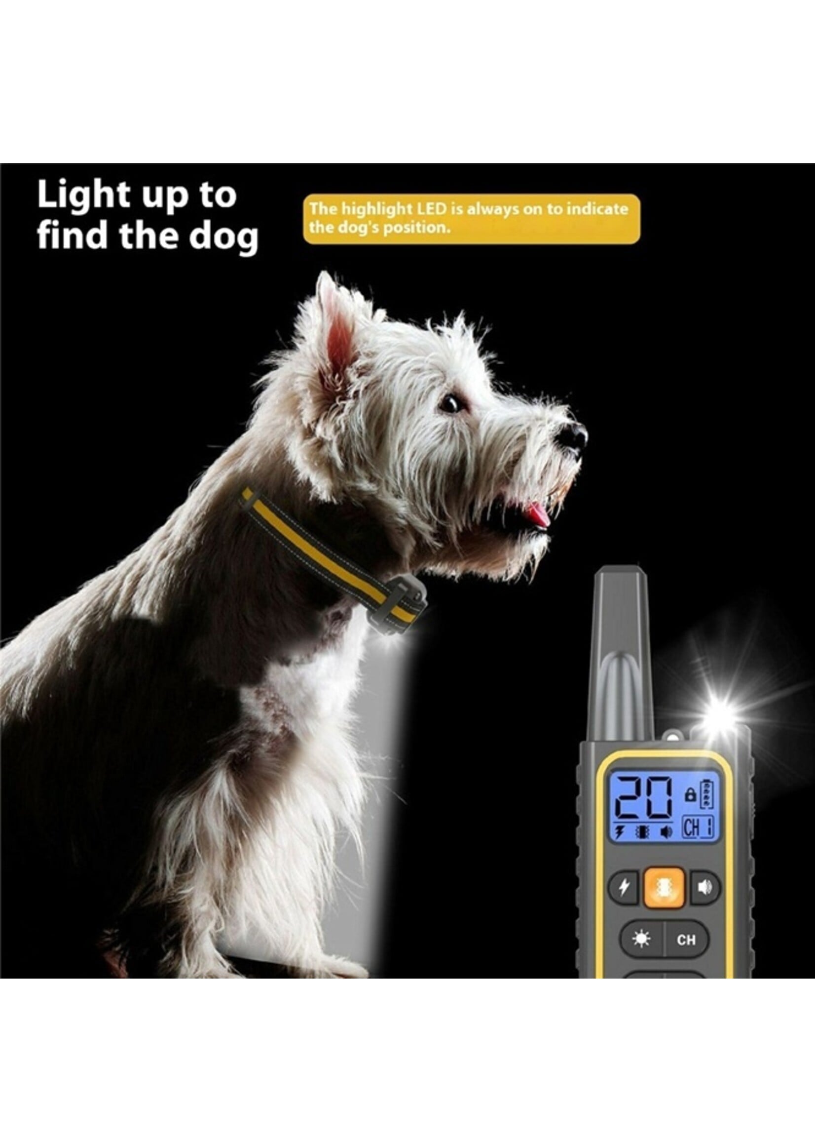 Oplaadbare Hondentrainer met Afstandsbediening – IP67 – Vibratie, Geluid, Correctie & LED-Licht
