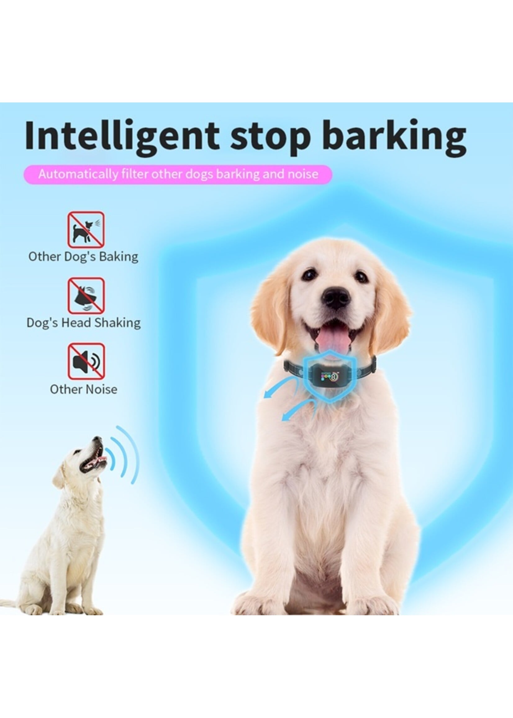 Automatische Anti-Blafband voor Honden – 4 Trainingsmodi – 8 Gevoeligheidsniveaus – Oplaadbaar & Waterbestendig