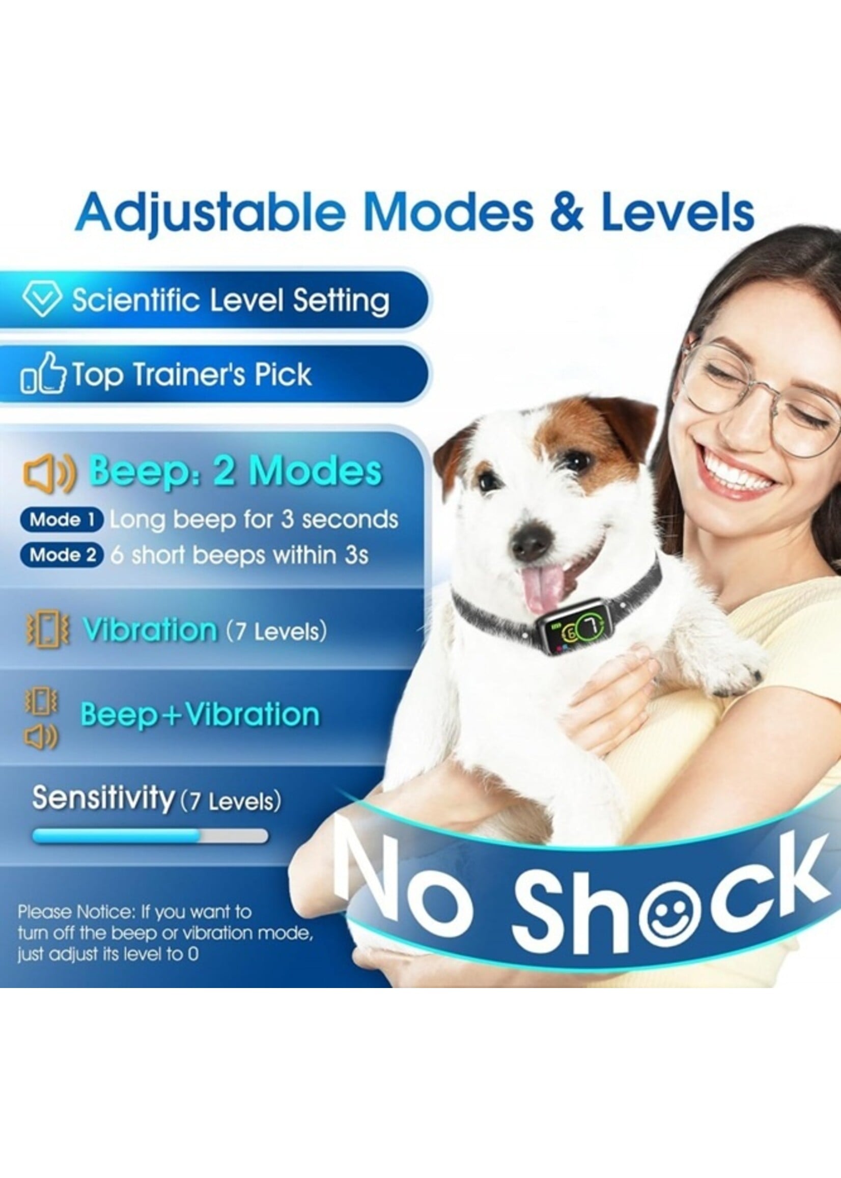 Anti-Blafband Zonder Schok – Voor Kleine Honden – Vibratie & Geluid – Oplaadbaar