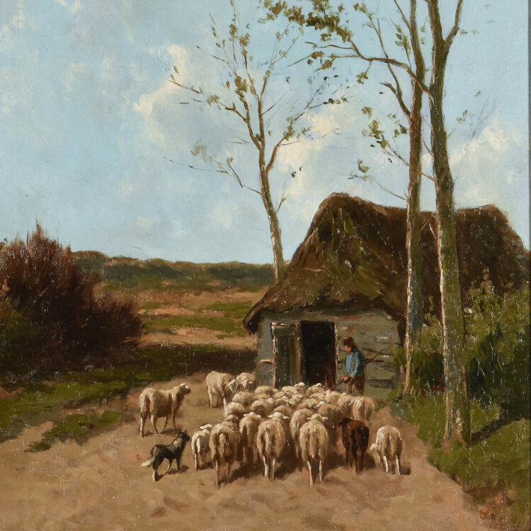 Herman Bogman (1890-1975) Herman Bogman (1890-1975), shepherd with sheep near Kooi