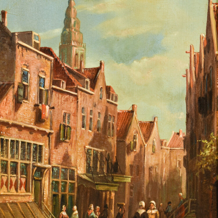 Petrus Gerardus Vertin (1819 –1893) Petrus Gerardus Vertin (1819 –1893) - View on busy city street in Den Hague