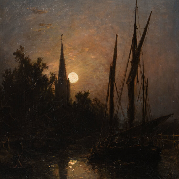 Johan Barthold Jongkind (1819 – 1891 ) Johan Barthold Jongkind (1819–1891) - Bateau de peche au clair de lune, Hollande