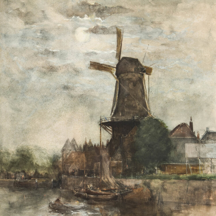 Fredericus Jacobus van Rossum du Chattel (1856-1917) Fredericus Jacobus van Rossum du Chattel (1856-1917) - Molen bij maanlicht