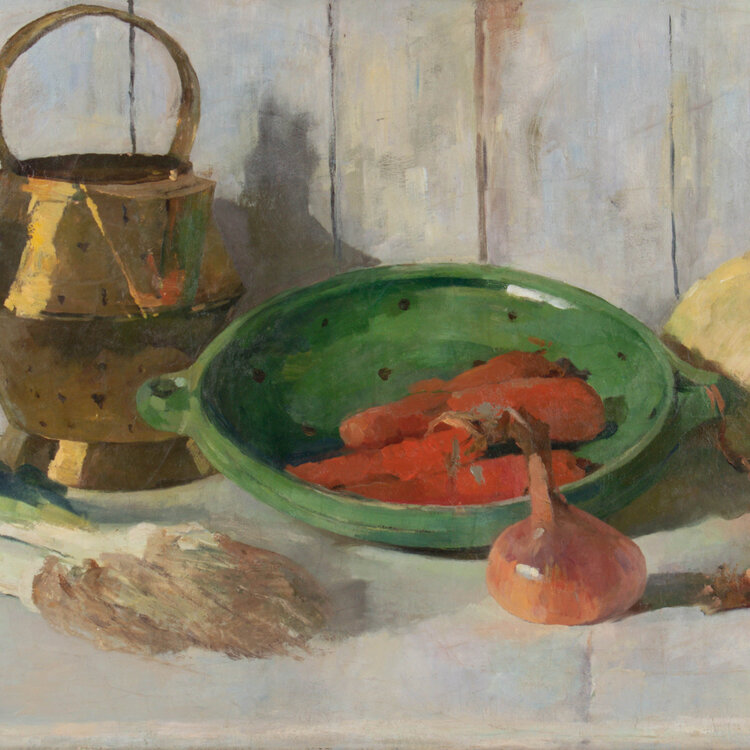 Coba Ritsema (1876-1961) Still life with vegetables and earthenware colander