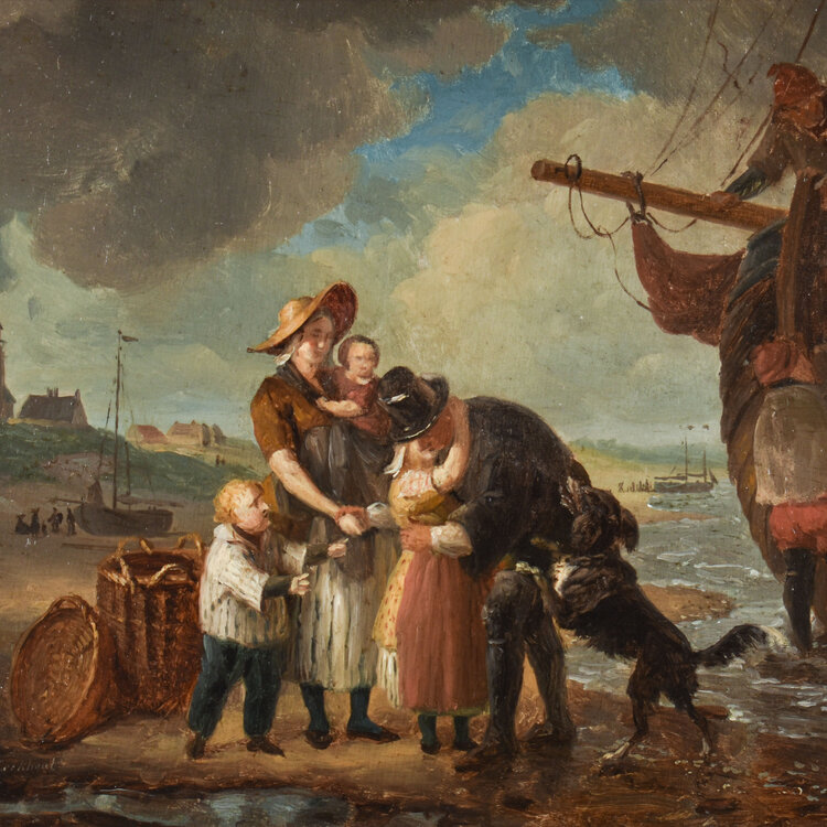 Jacobus Josephus Eeckhout (1793–1861) Fishing life at Scheveningen