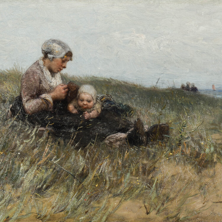 Bernard Blommers (1845-1914) Moeder met kind in de duinen